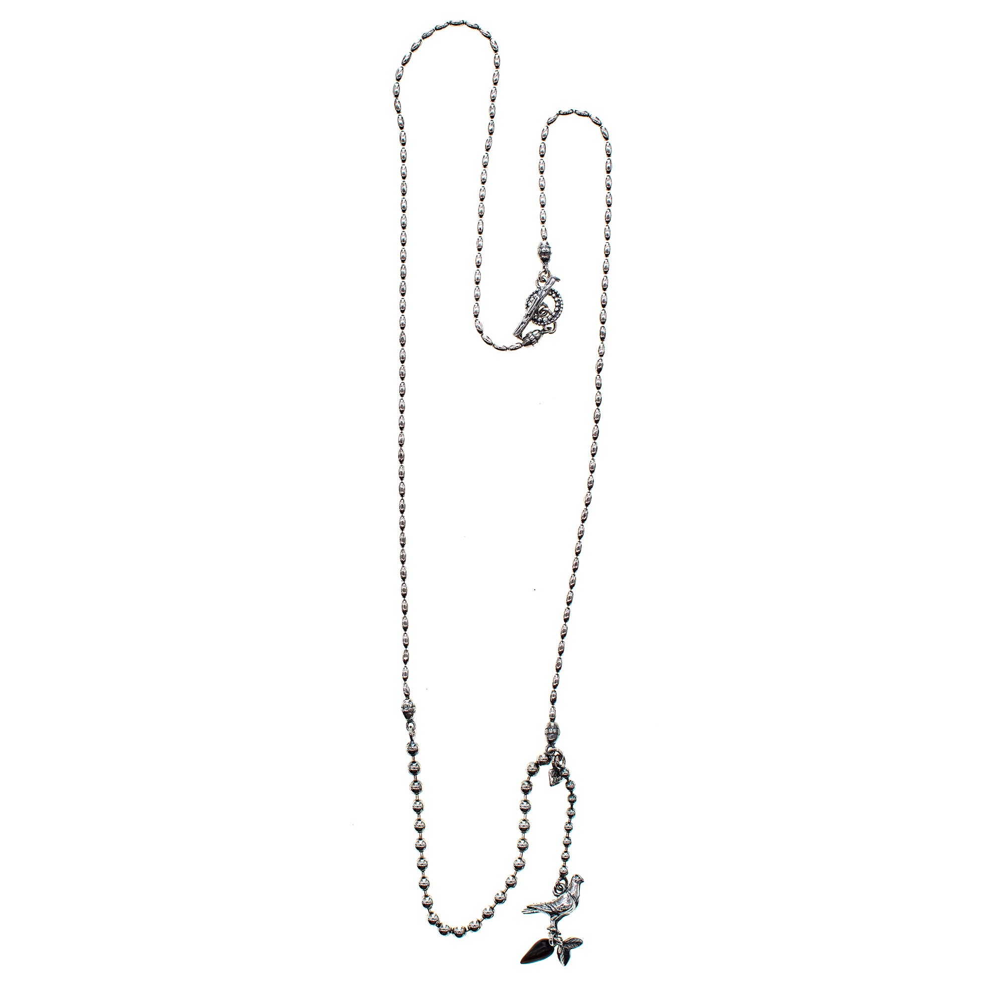 CH 136B silver dove necklace with black mother of pearl