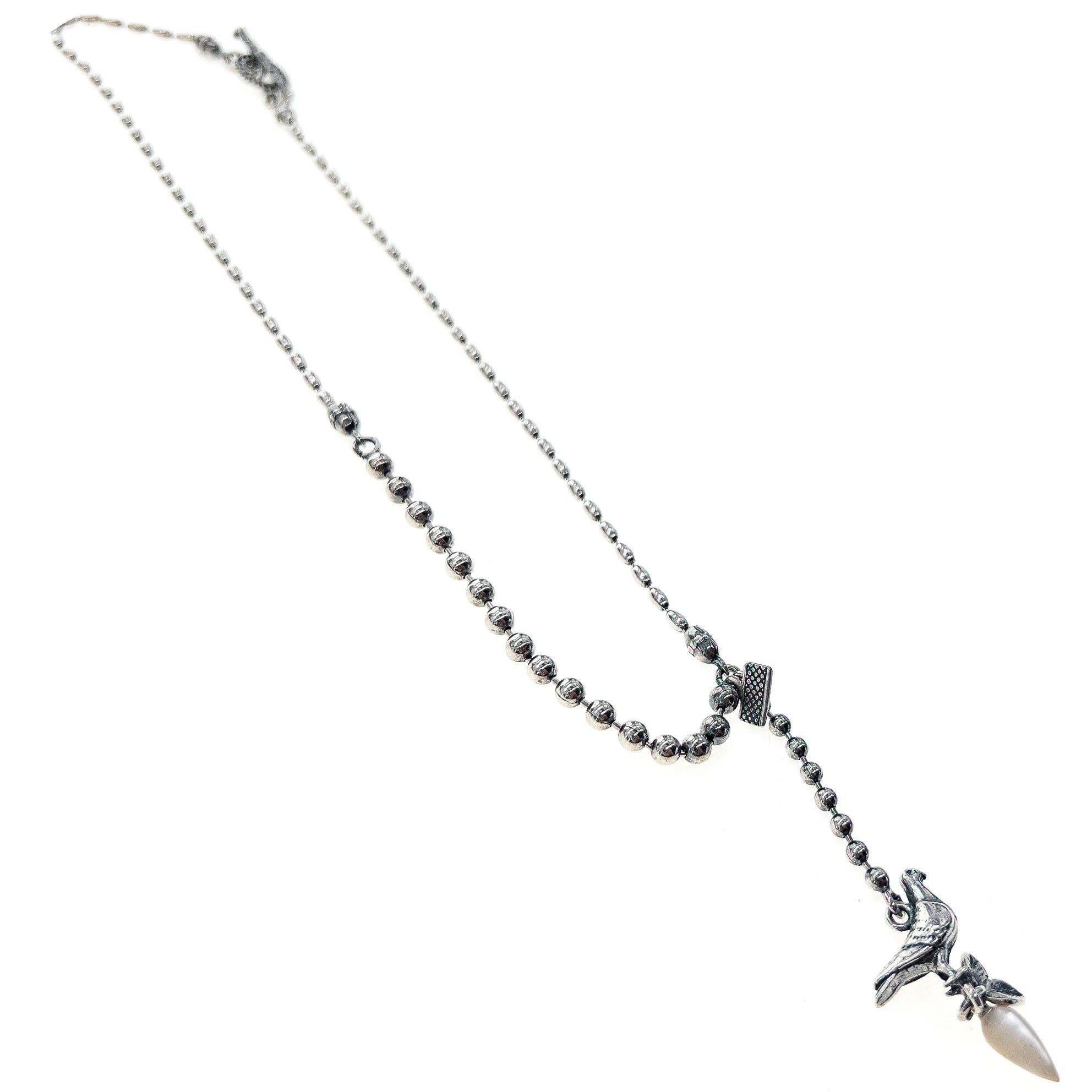 CH 136A silver dove necklace with white mother of pearl