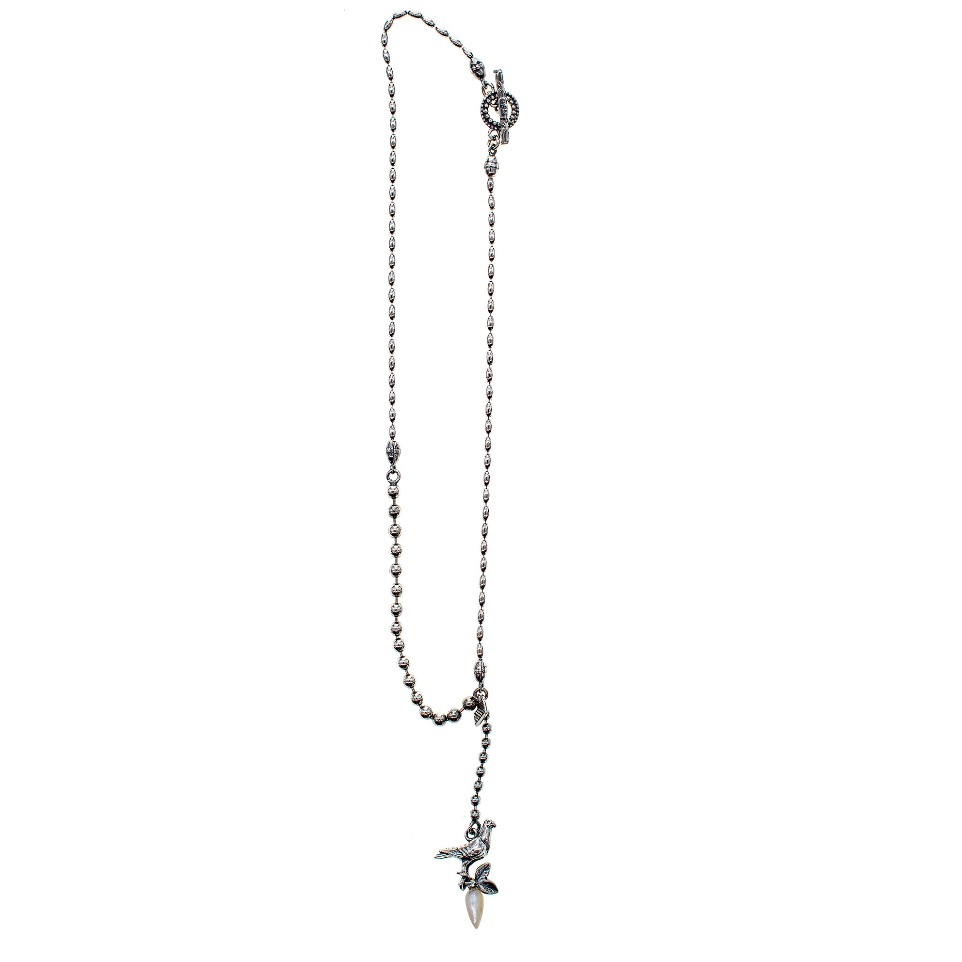 CH 136A silver dove necklace with white mother of pearl