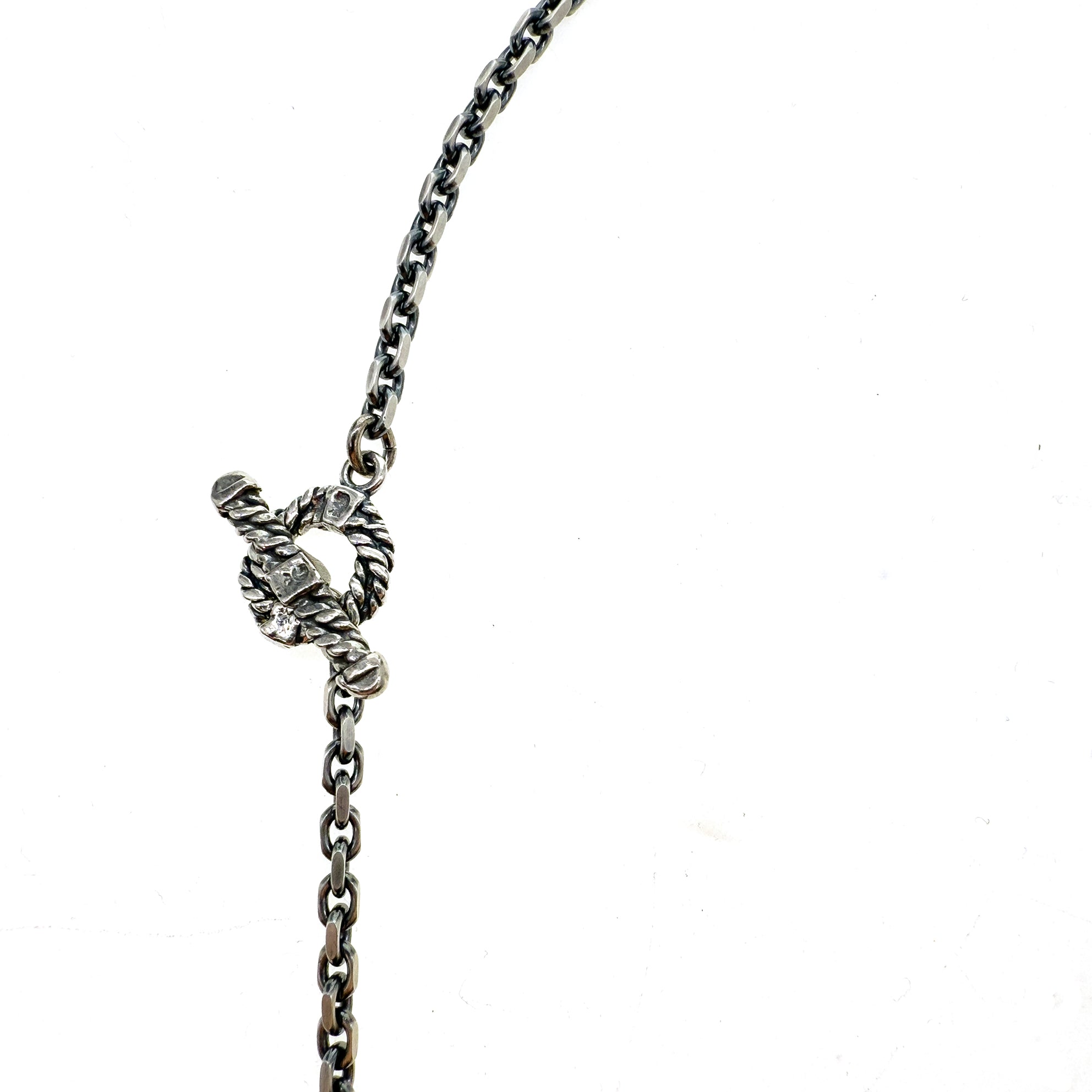 CH 237 Textured Toggle sterling Silver Chain Necklace