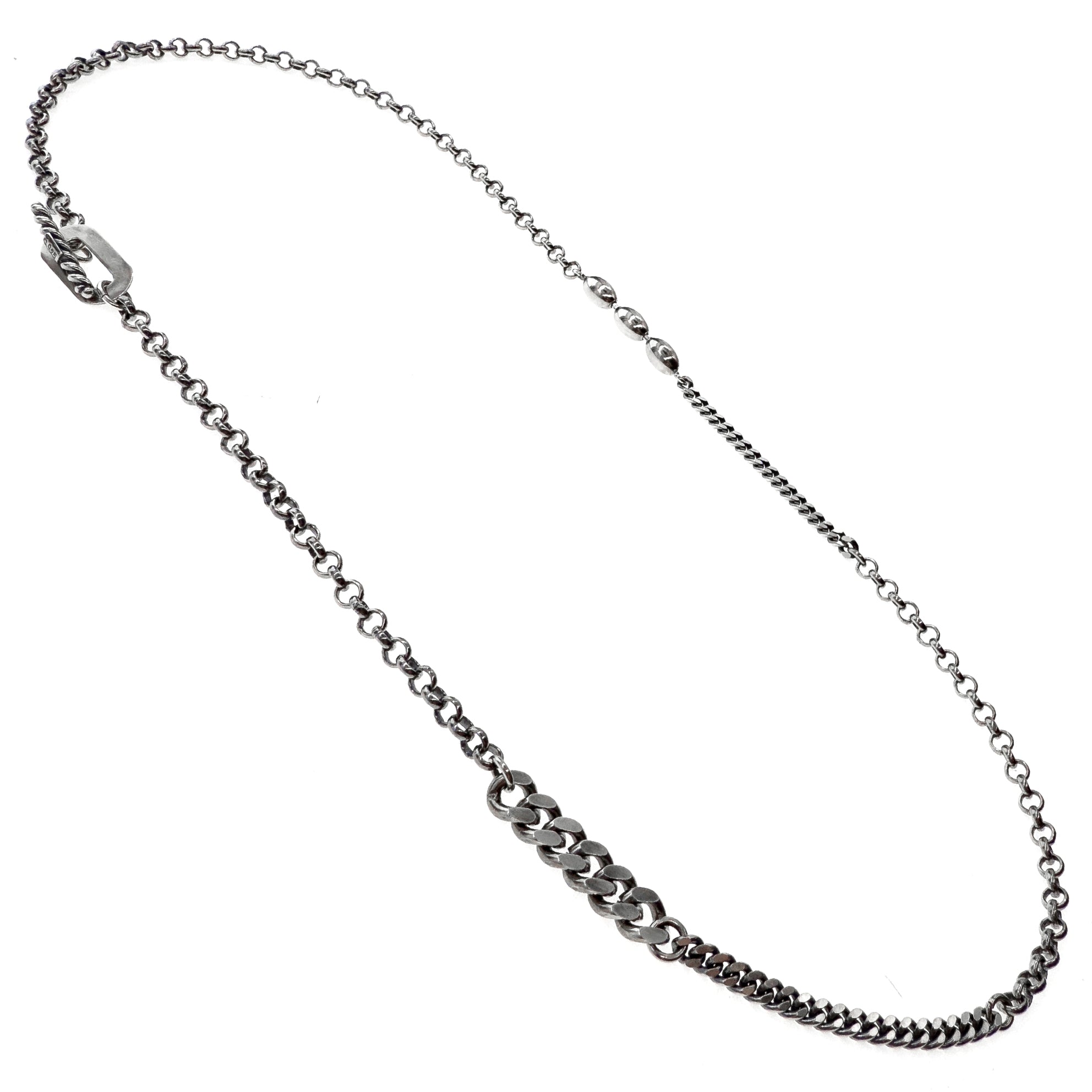 CH 238 curb and belcher sterling Silver Chain Necklace