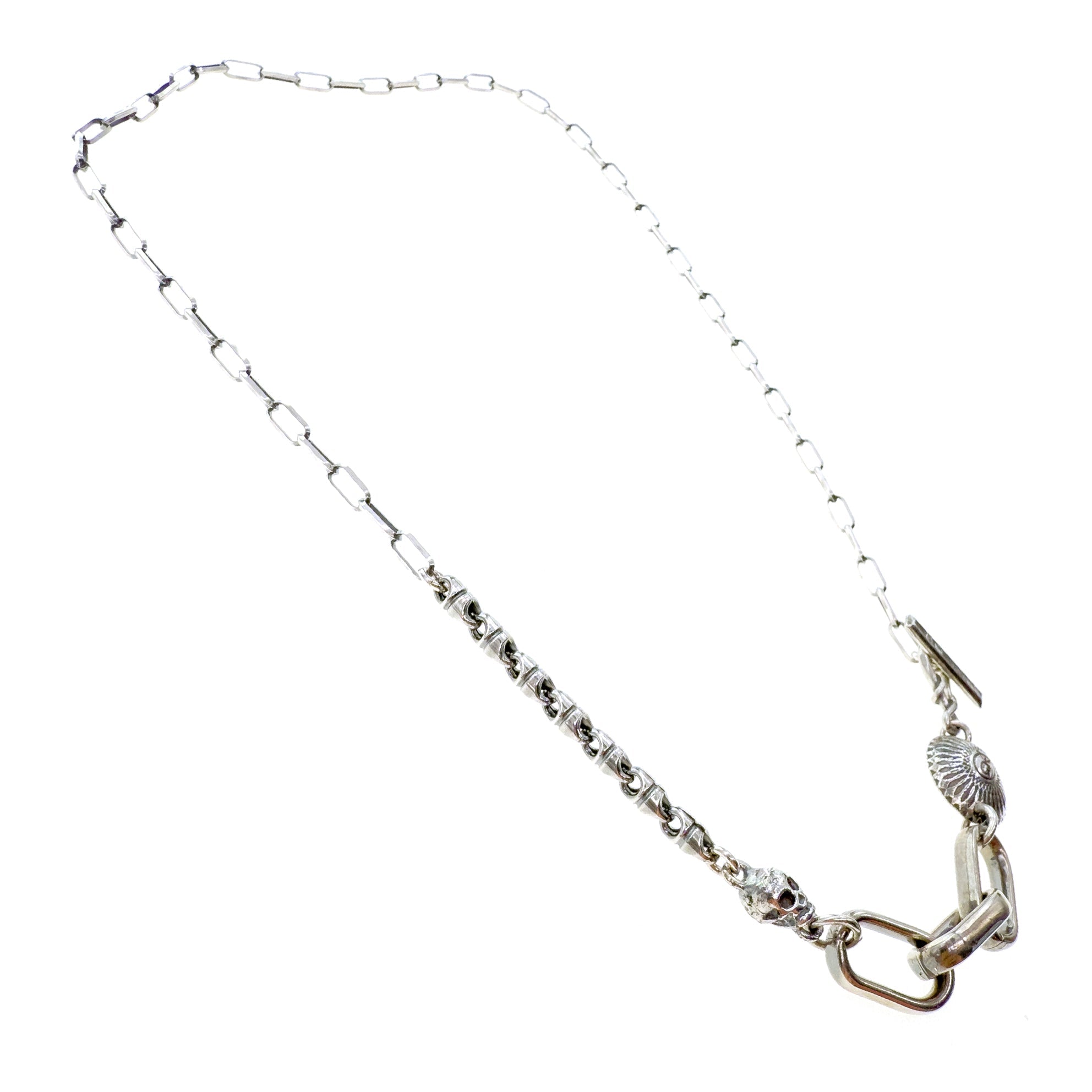 CH 241 Skull & Shield Silver Chain Necklace