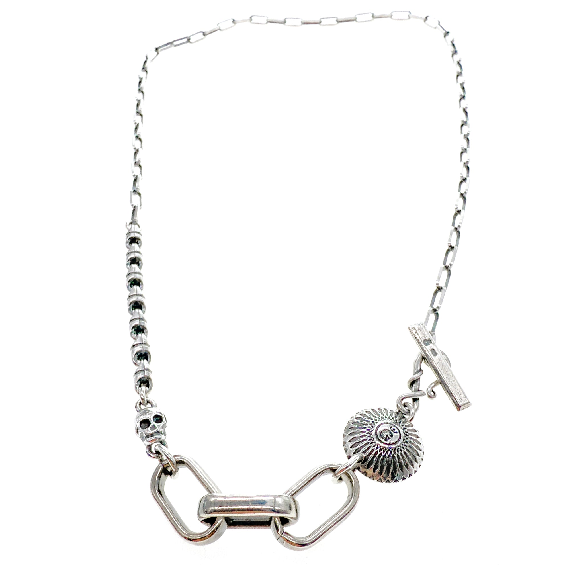 CH 241 Skull & Shield Silver Chain Necklace