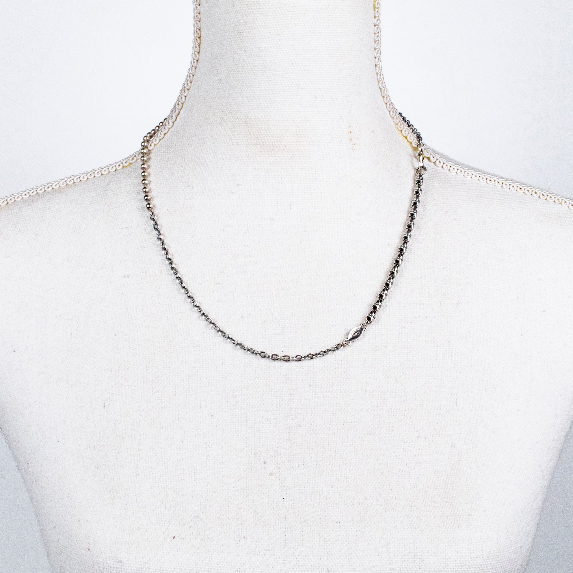 CH 242 Sterling Silver mixed Chain Necklace