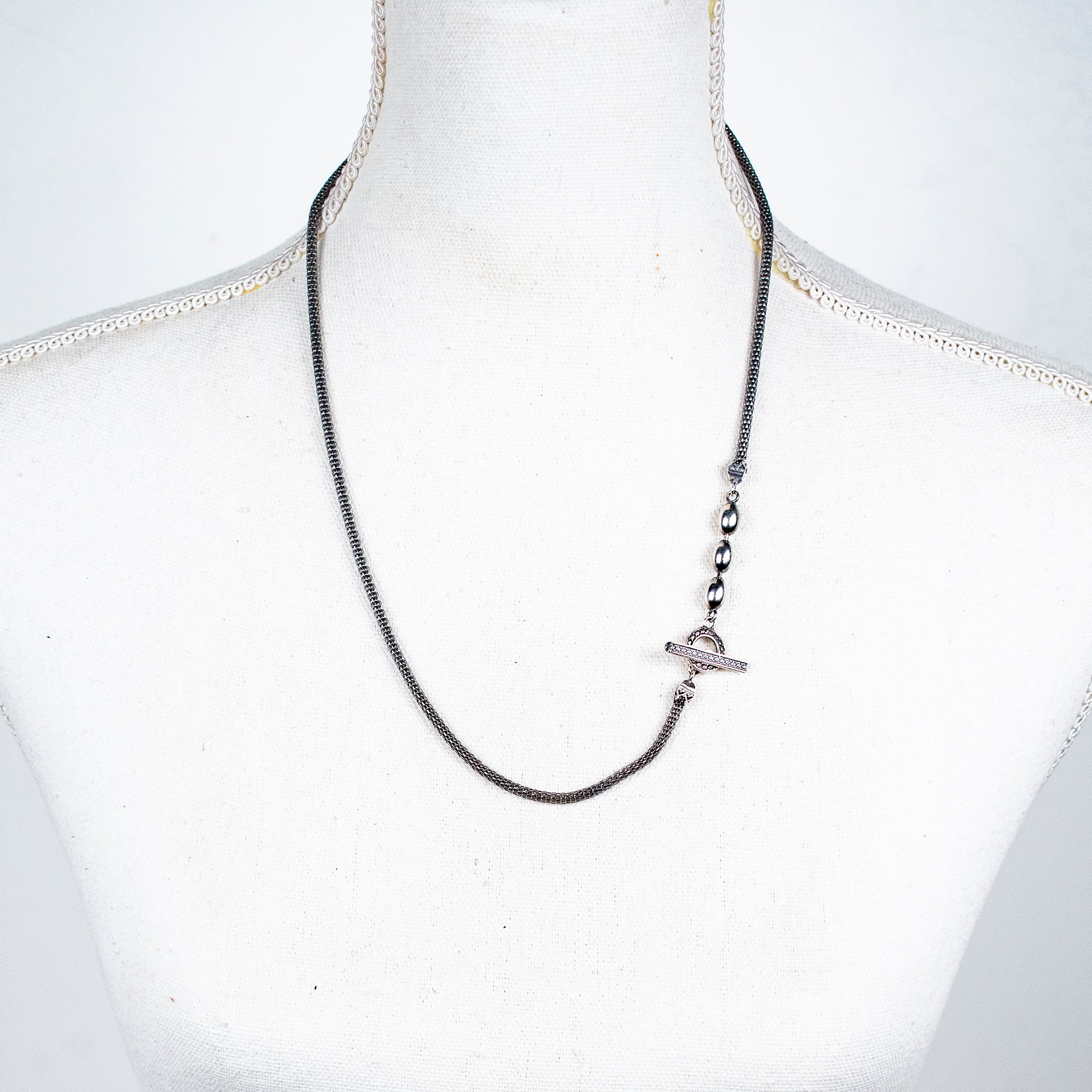 CH 243 Silver Olive and Mesh chain