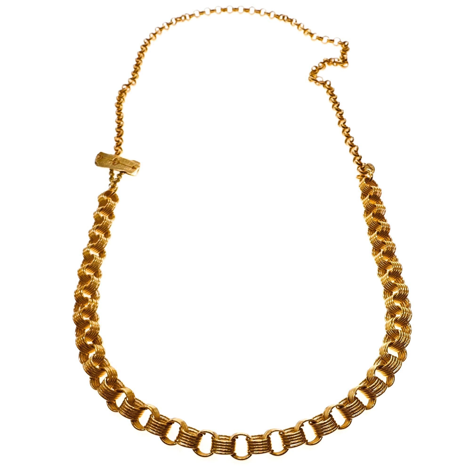 CH 25g01 Mixed Link Arrow T-Bar Necklace