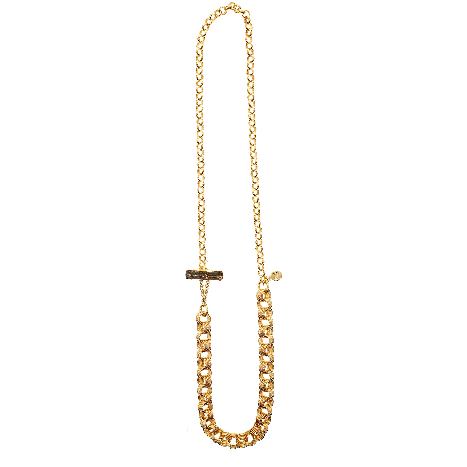 CH 25g01 Mixed Link Arrow T-Bar Necklace