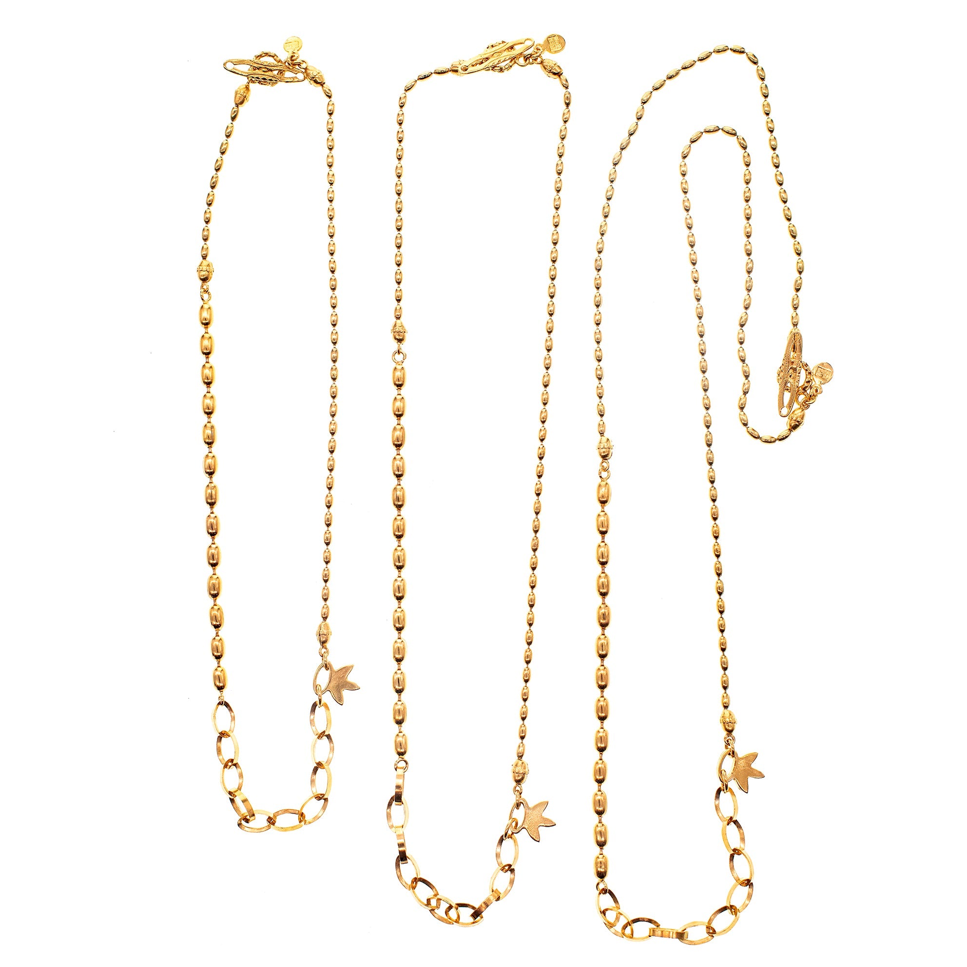 CH 25g03 Mixed Link Leaf Charm Necklace