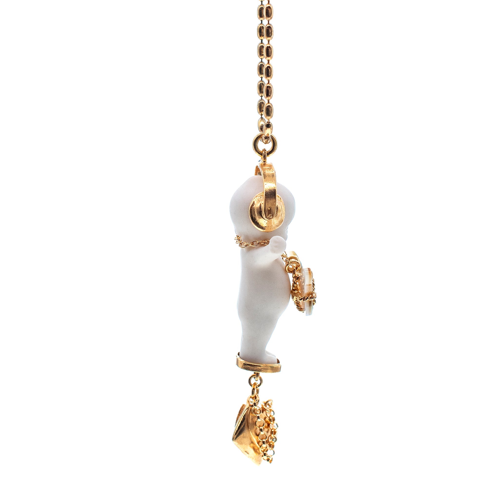 BG09A Happy Baby "DJ party baby" White and gold Necklace
