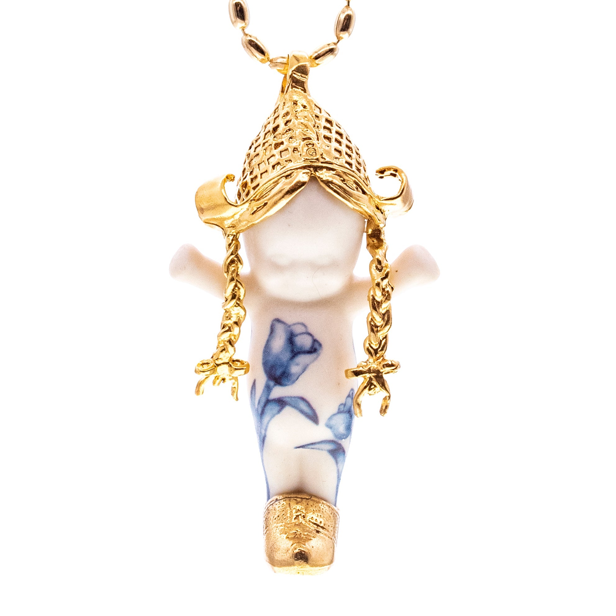 BG48 Happy Baby "Tulip" White and gold Necklace