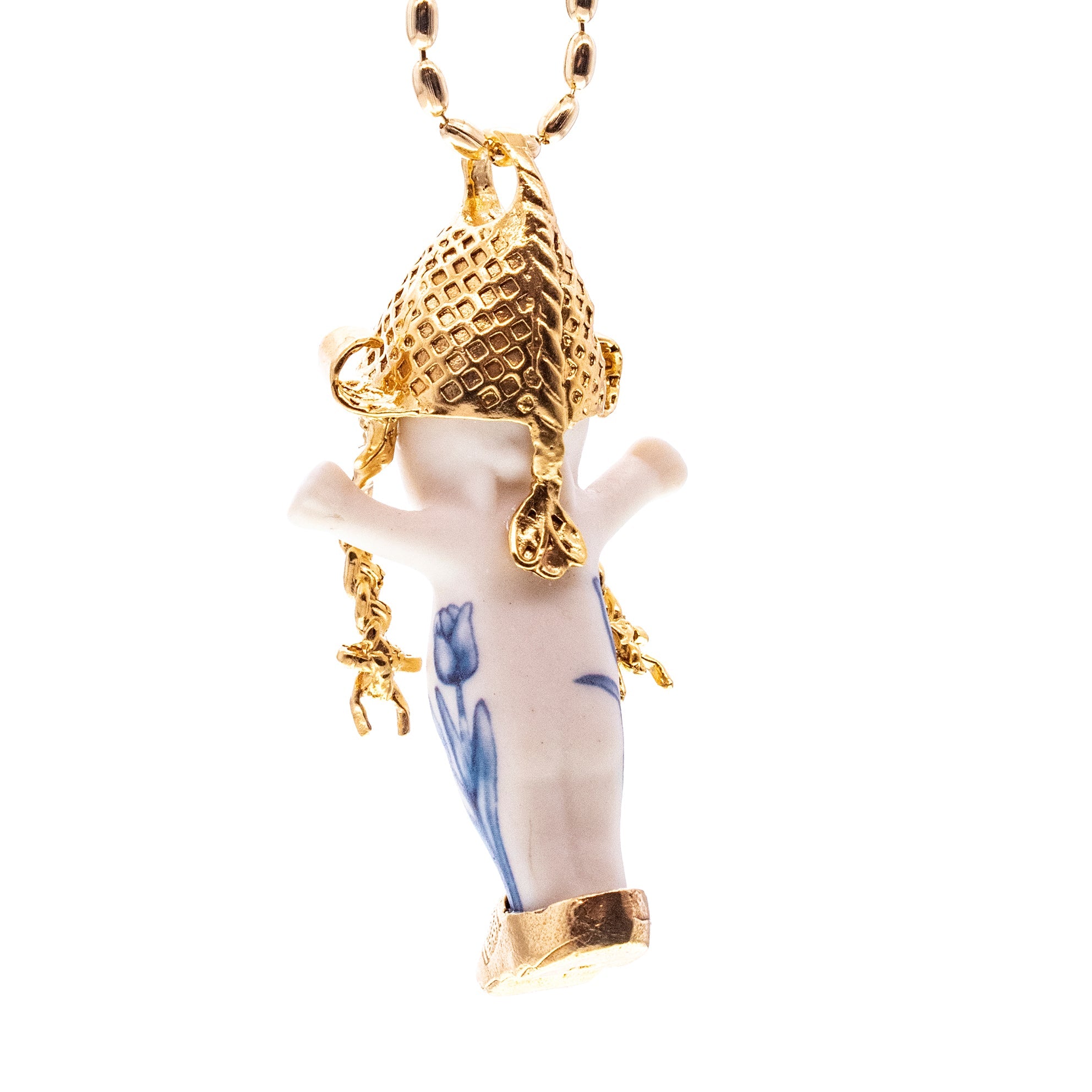BG48 Happy Baby "Tulip" White and gold Necklace