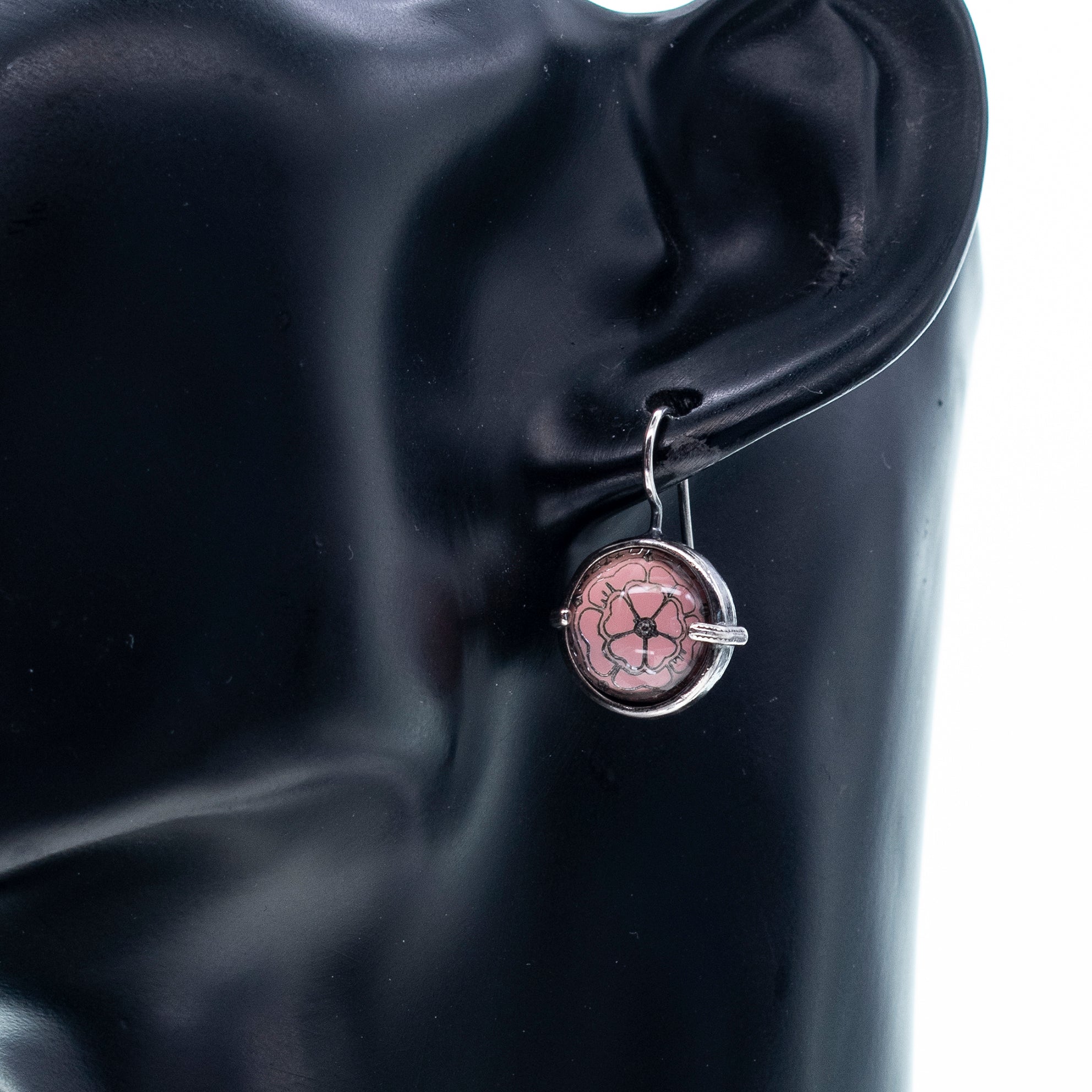 E 25e02A Pink Rose Earrings