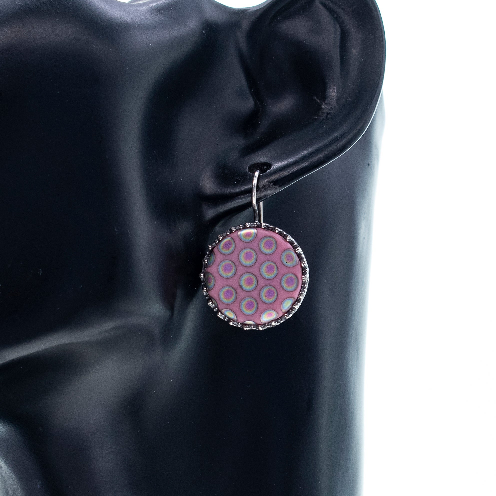 E 25e05 Pink Polka Dot Drop Earrings