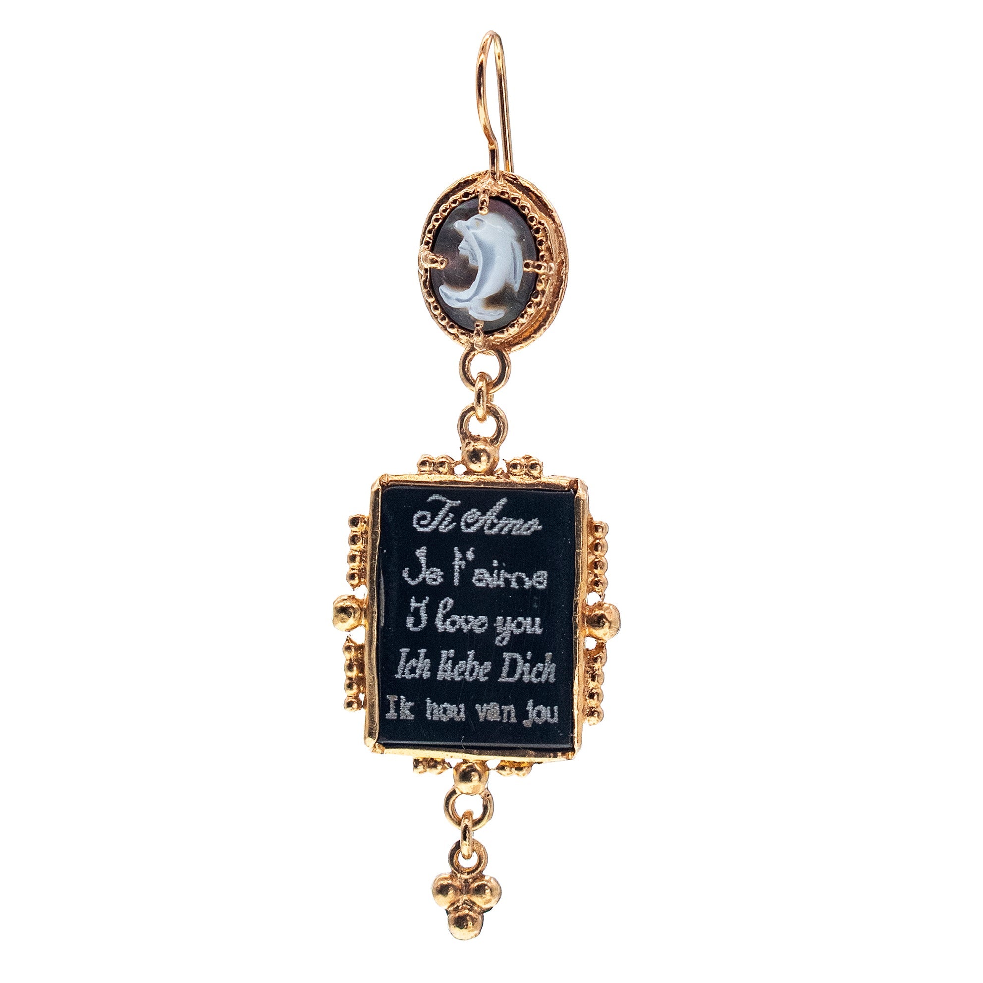 ES 26g16 black Love Letter Single Earring