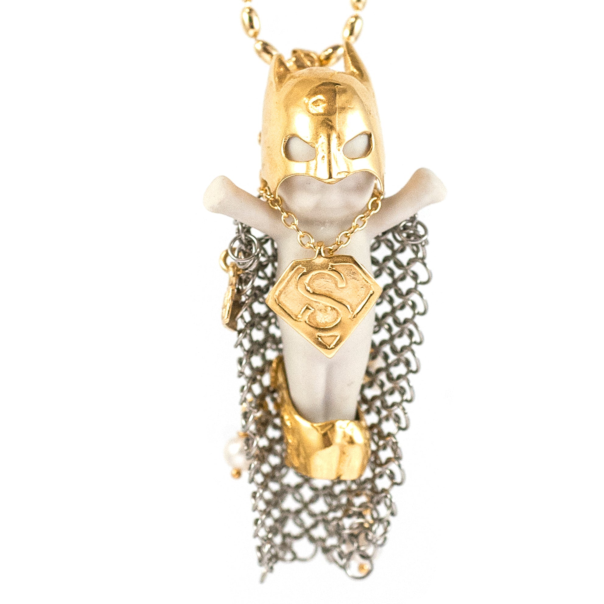 BG39A Happy Baby "Hero on heels" White and gold Necklace