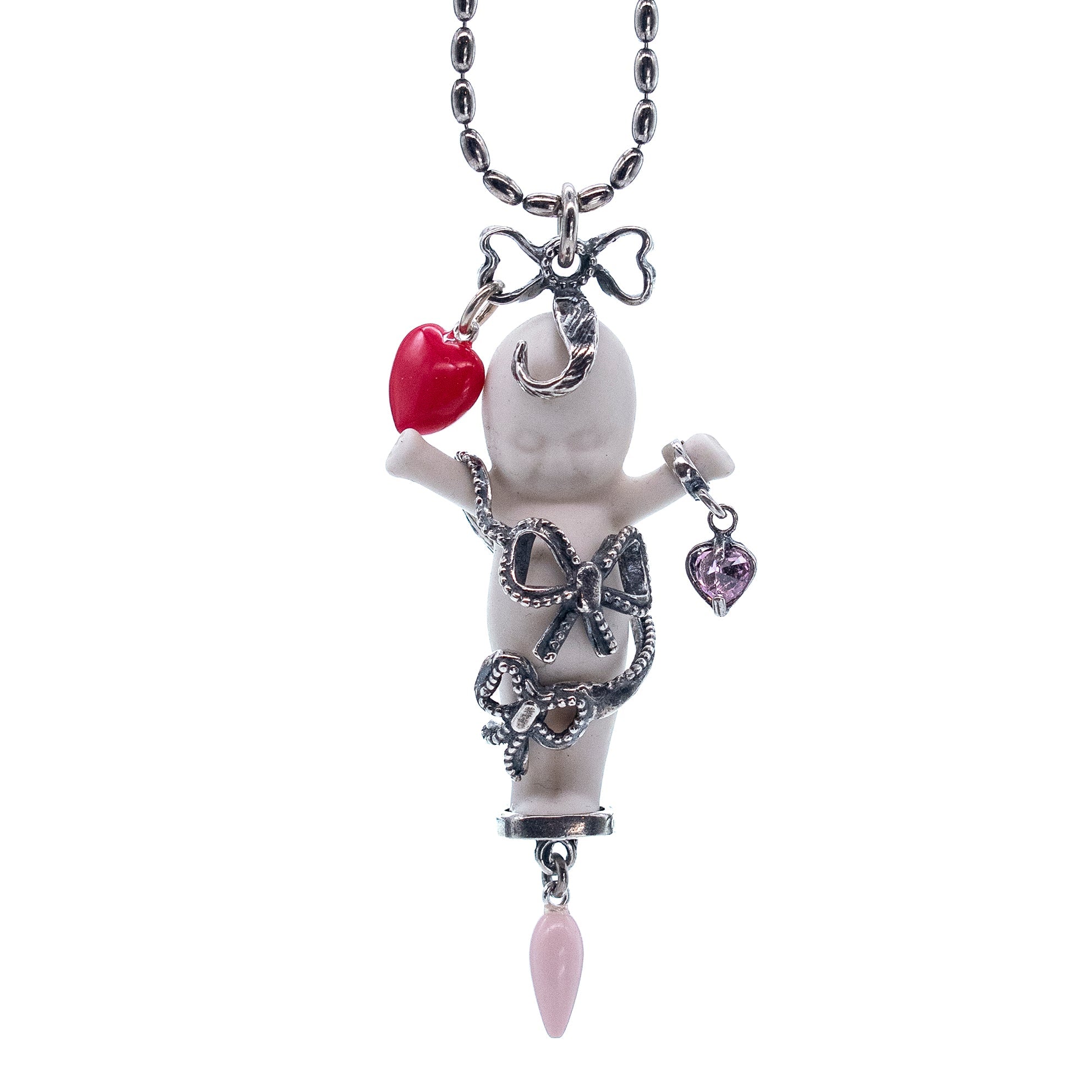 BS03A Happy Baby "It's a girl!" white and silver Necklace