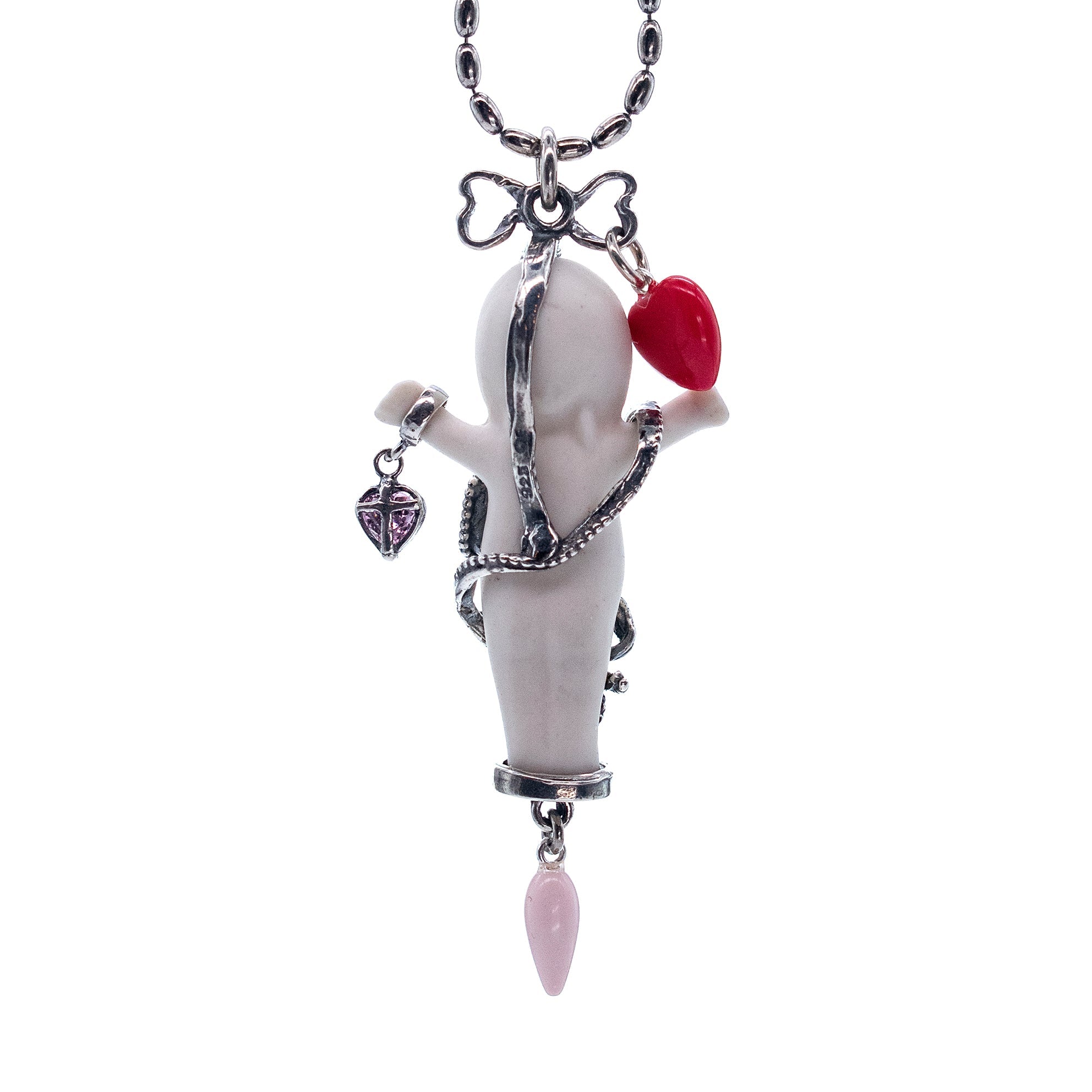 BS03A Happy Baby "It's a girl!" white and silver Necklace