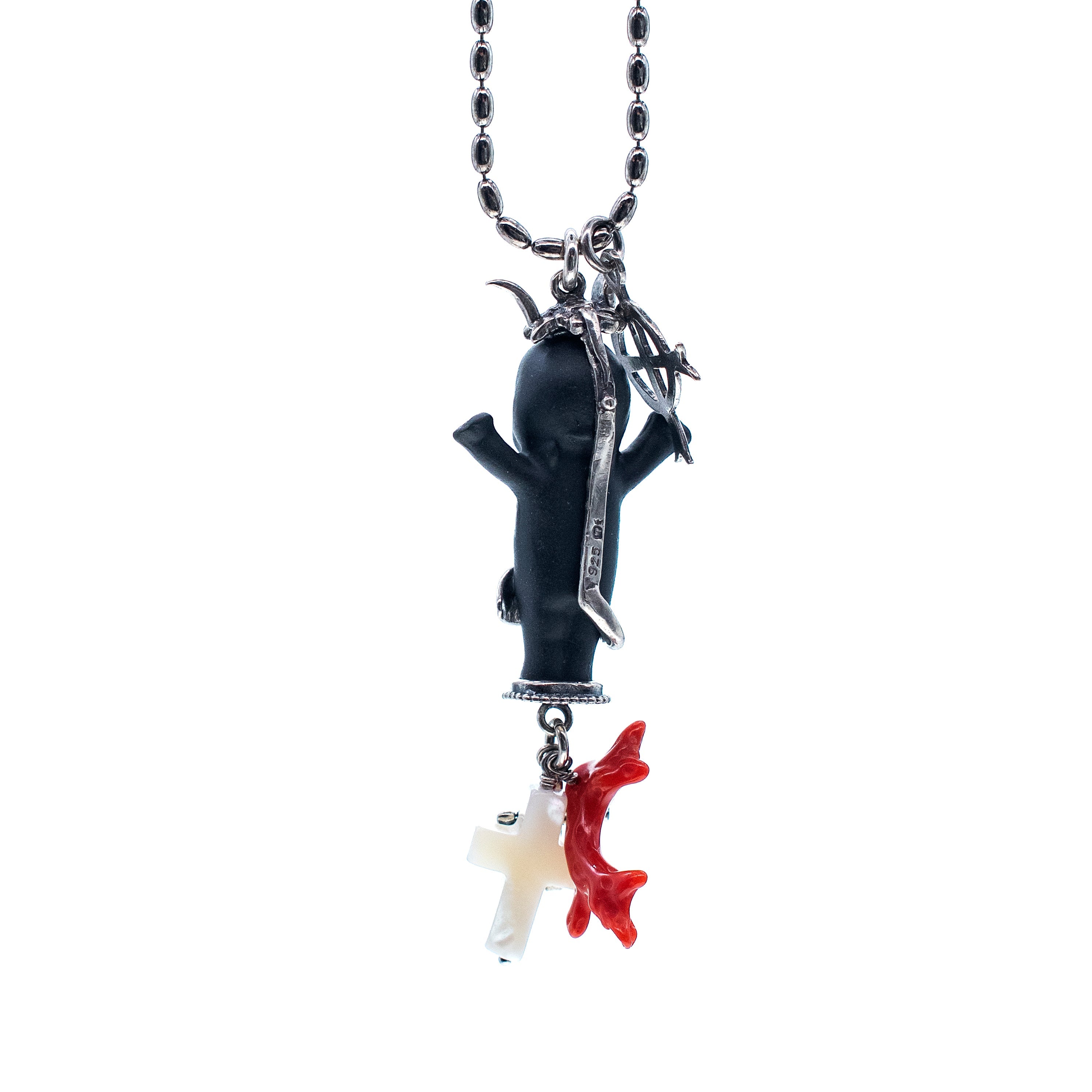 BS01B Happy Baby "Jezabella" Black and silver Necklace