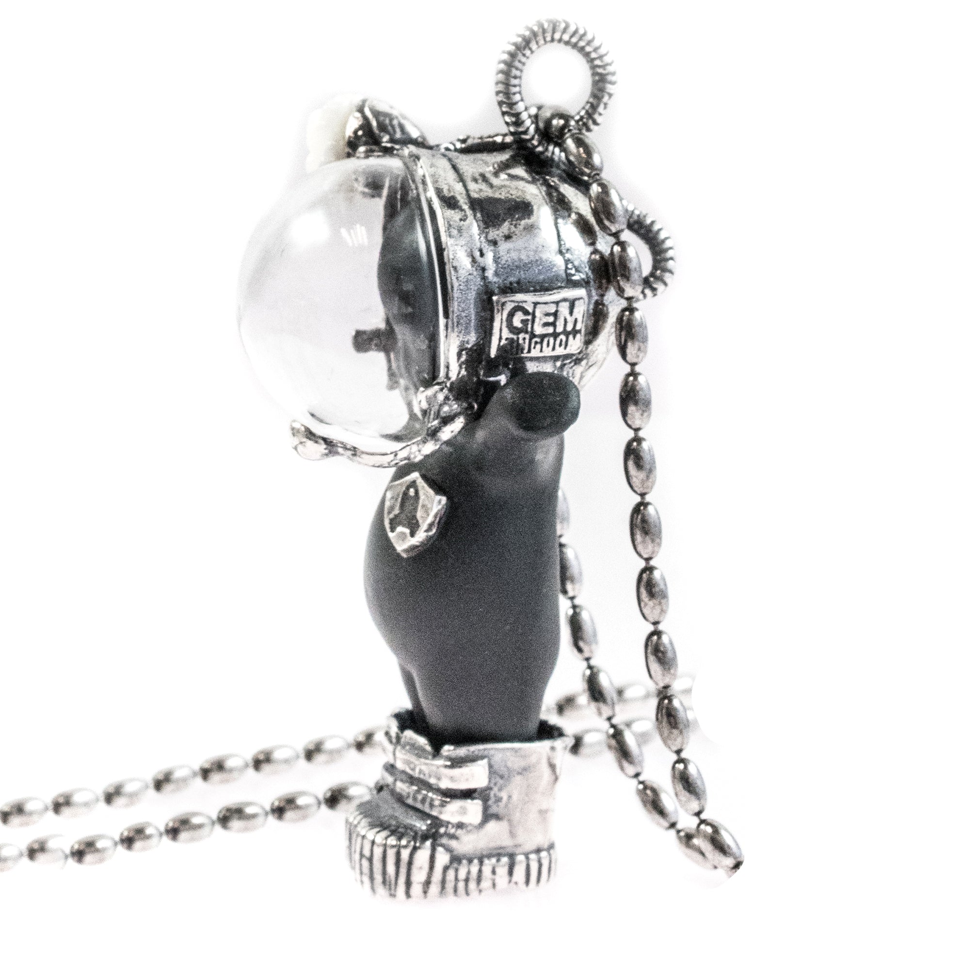 BS42B Happy Baby "Major Tom" Black and silver Necklace