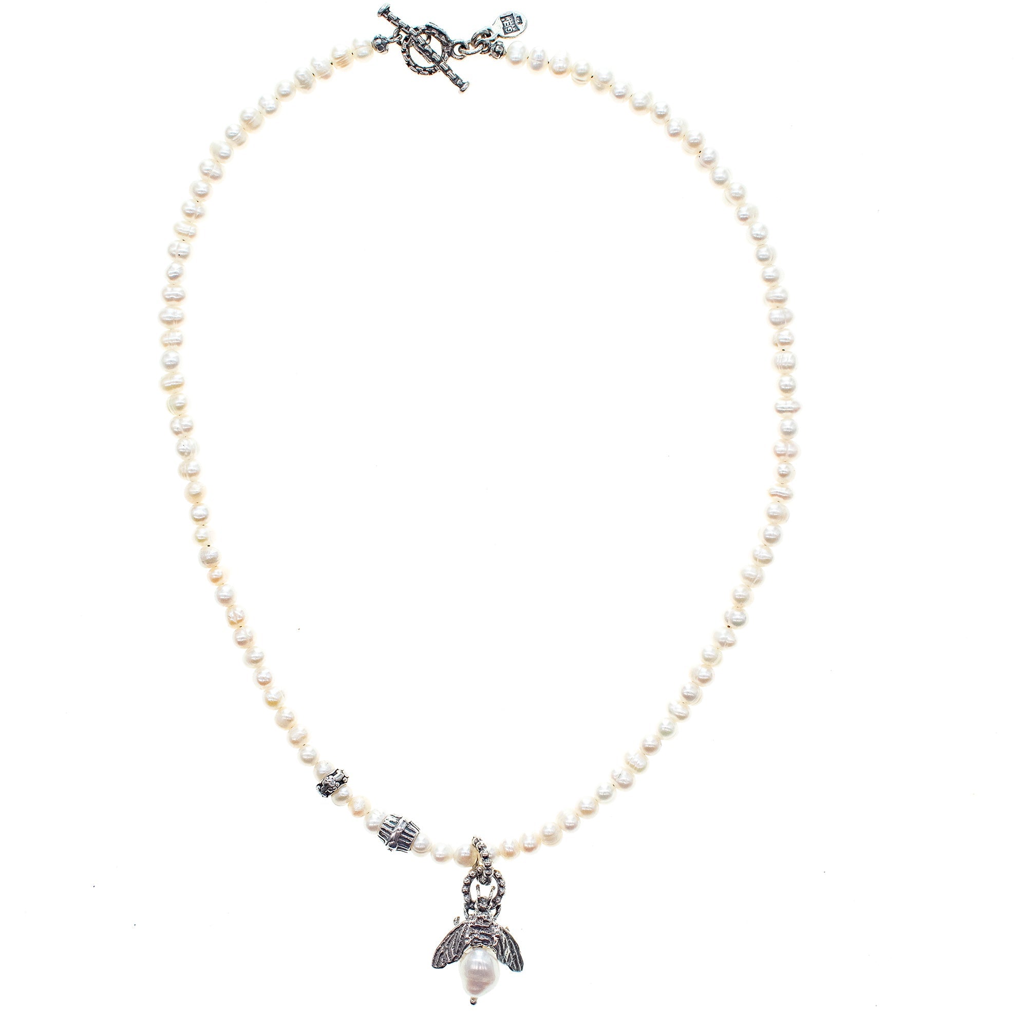 NK 24d12A bee my honey white pearl necklace