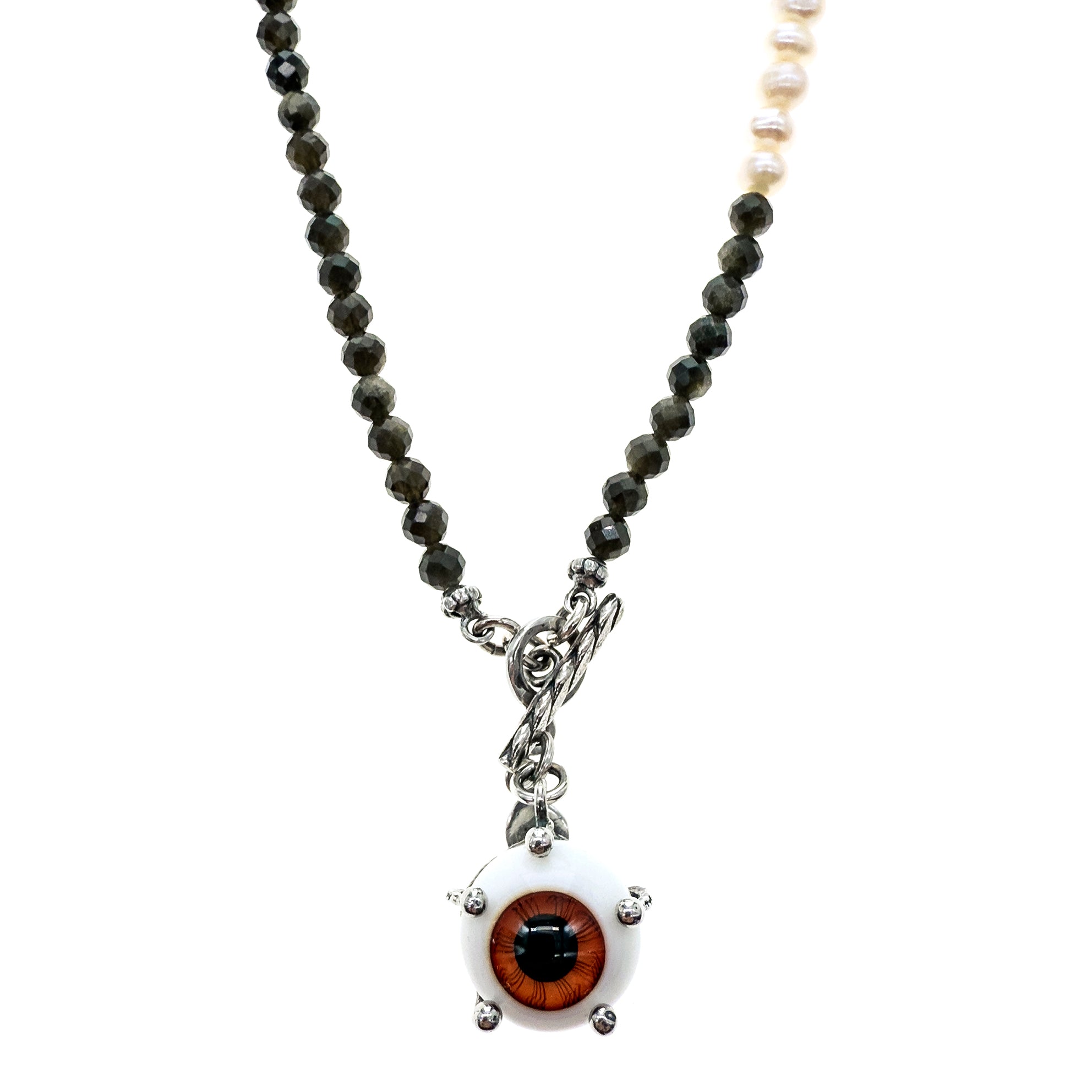 NK 25a04C eye love you Beaded brown necklace