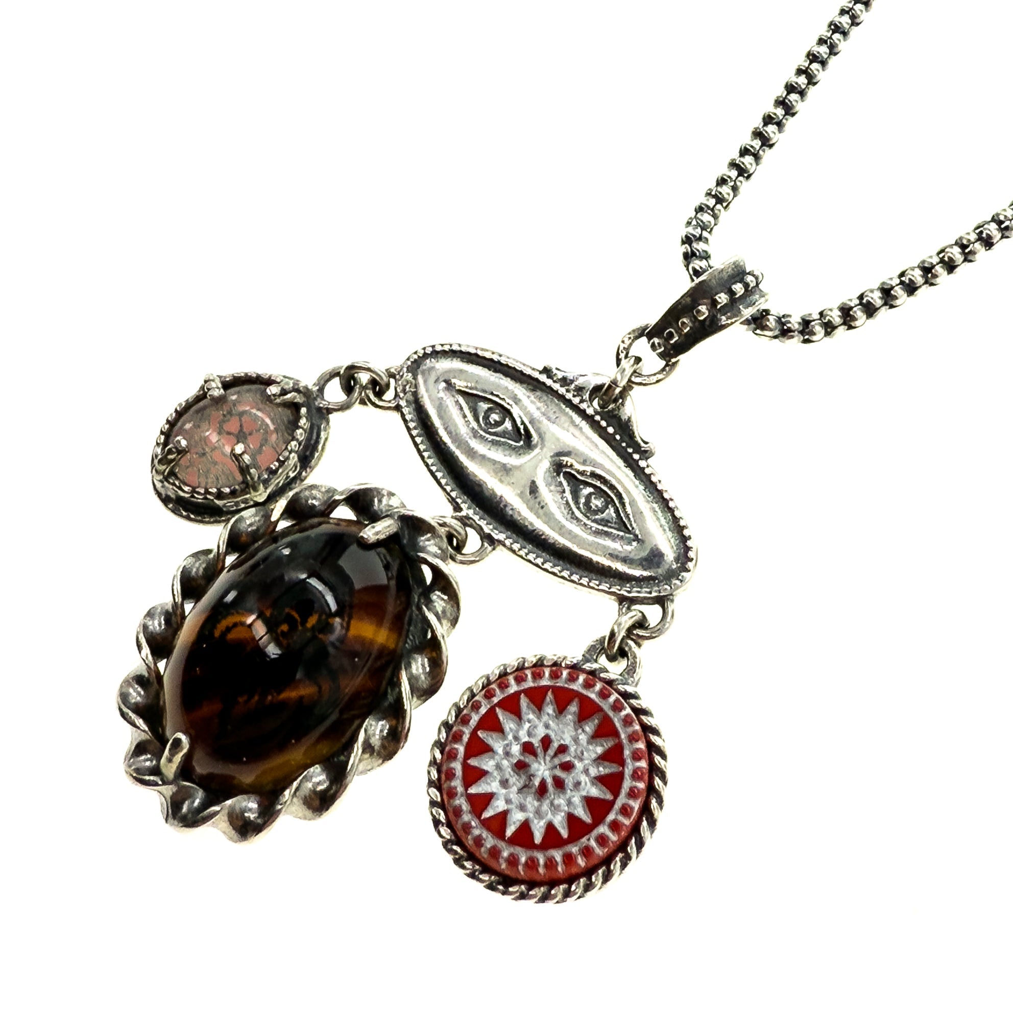 NK 25e08 Pink red Chandelier Necklace