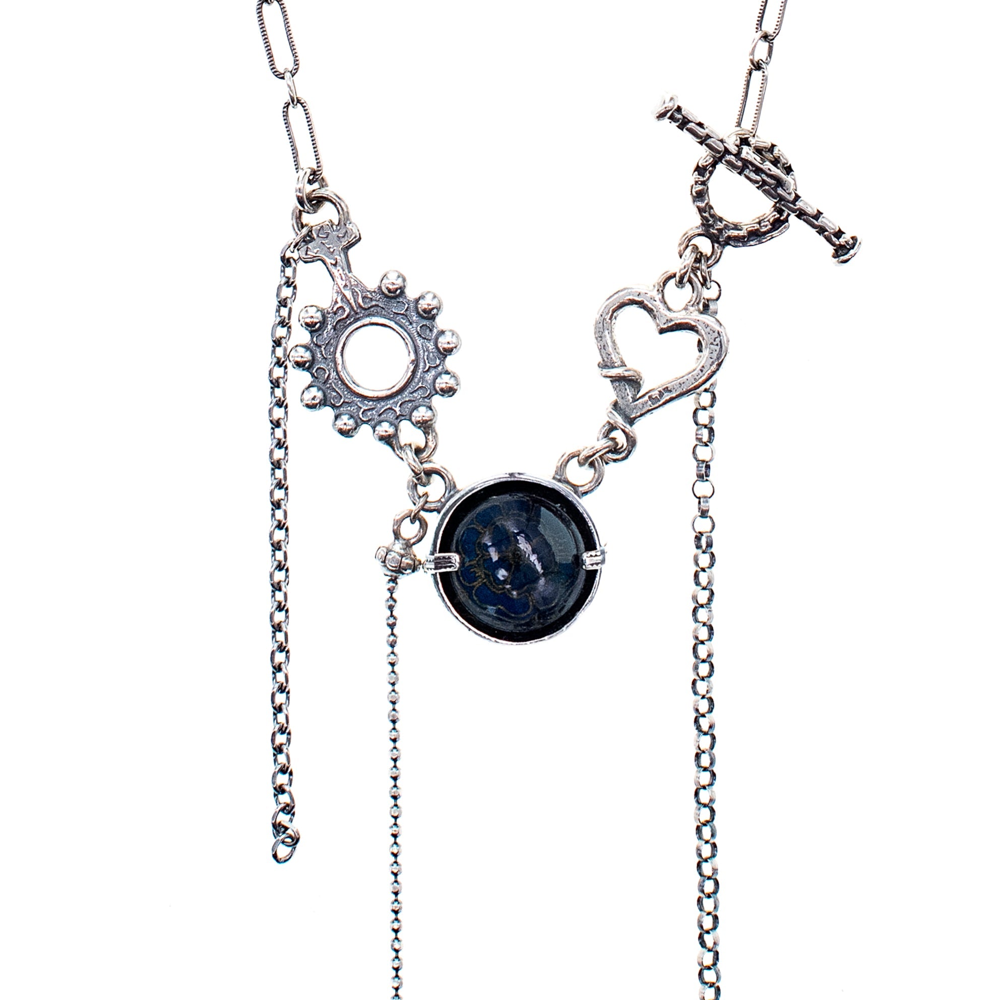NK 25e14C Dark Intaglio Fringe Necklace