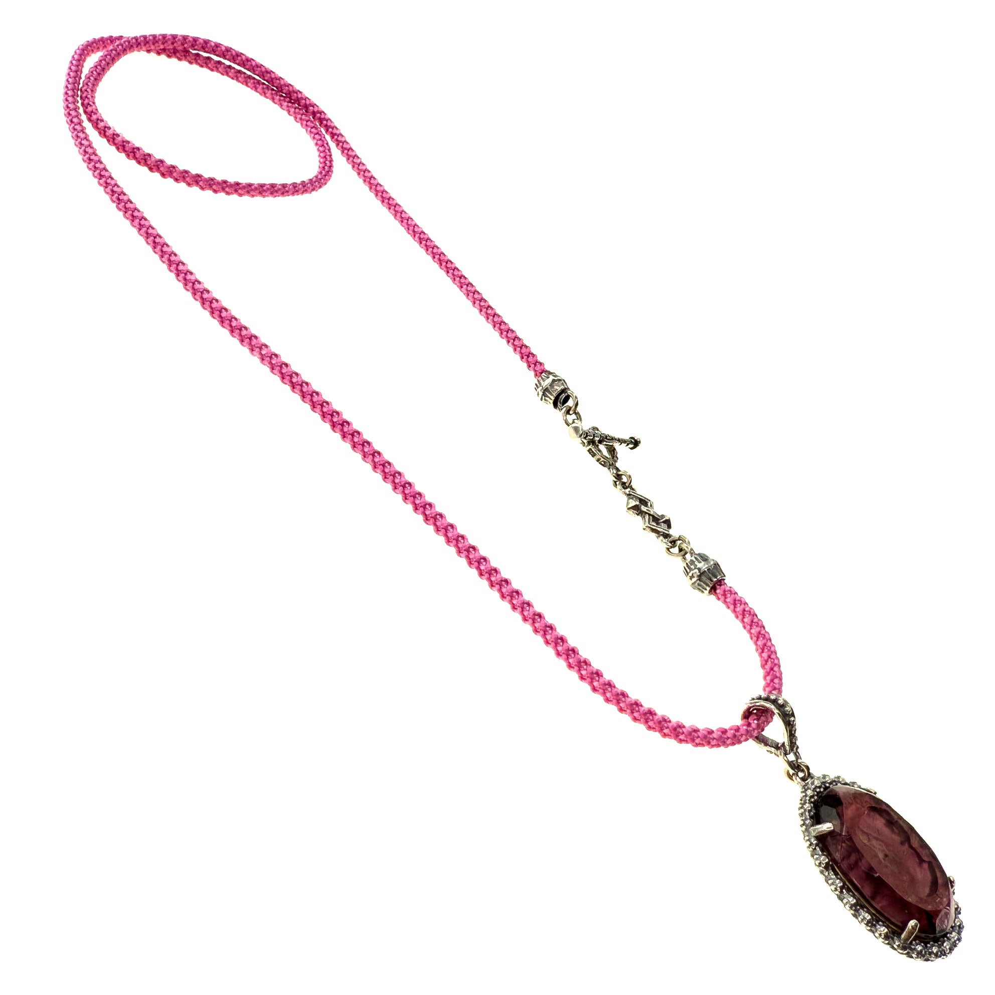 NK 25e17 Vintage Cameo Cord Pendant Necklace