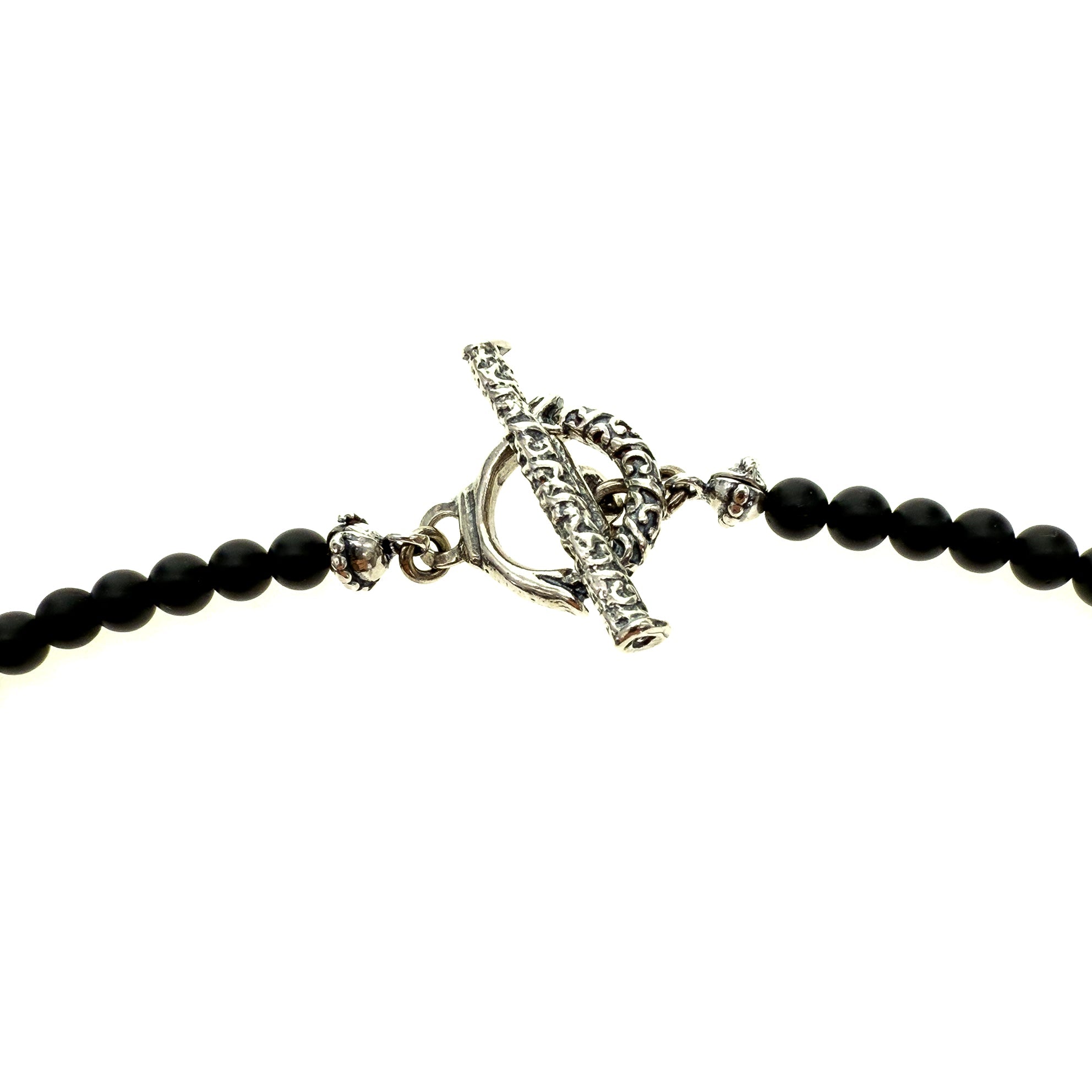 NK 25e29 Matte Onyx Black Pearl Necklace