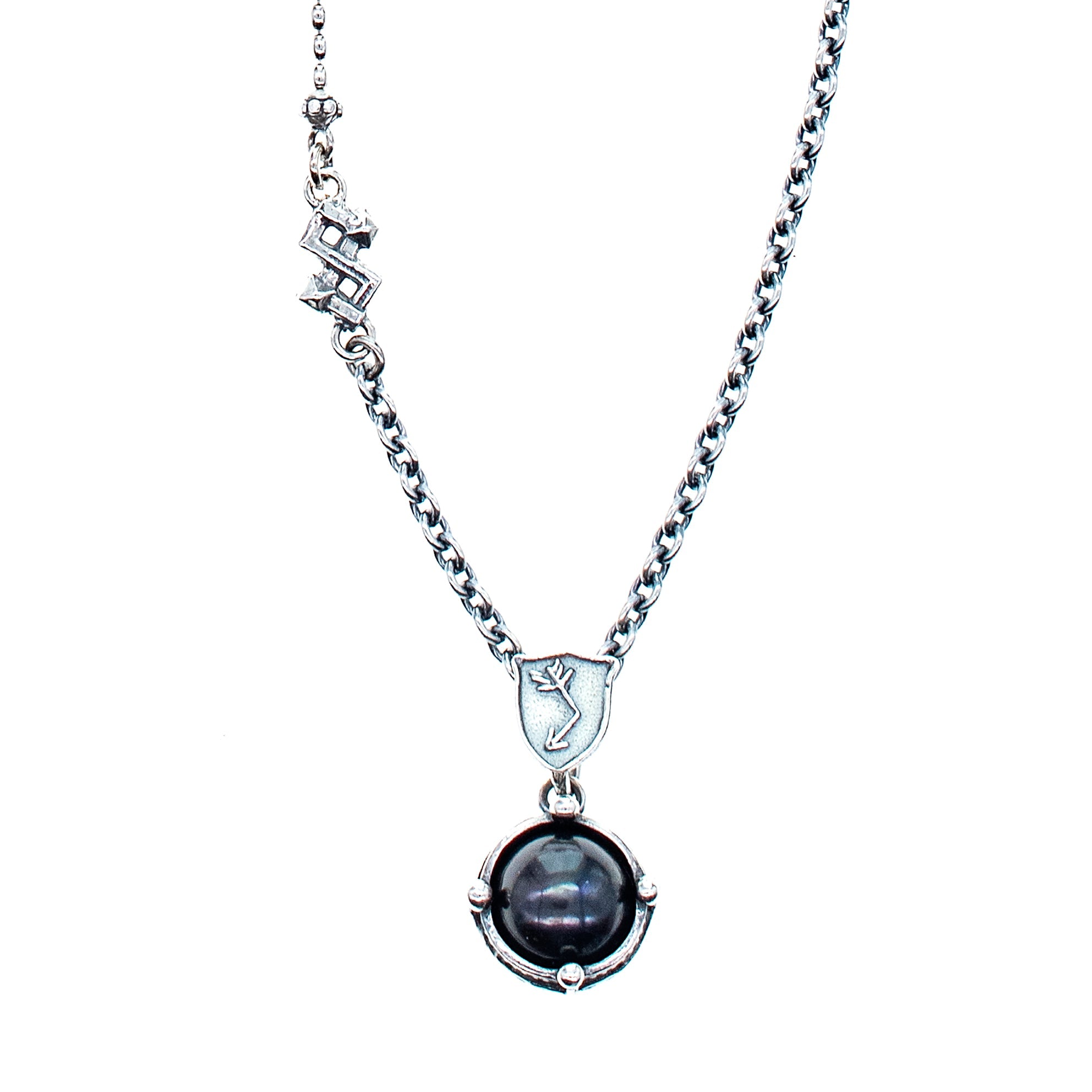 NK 25f04B Black Pearl Necklace