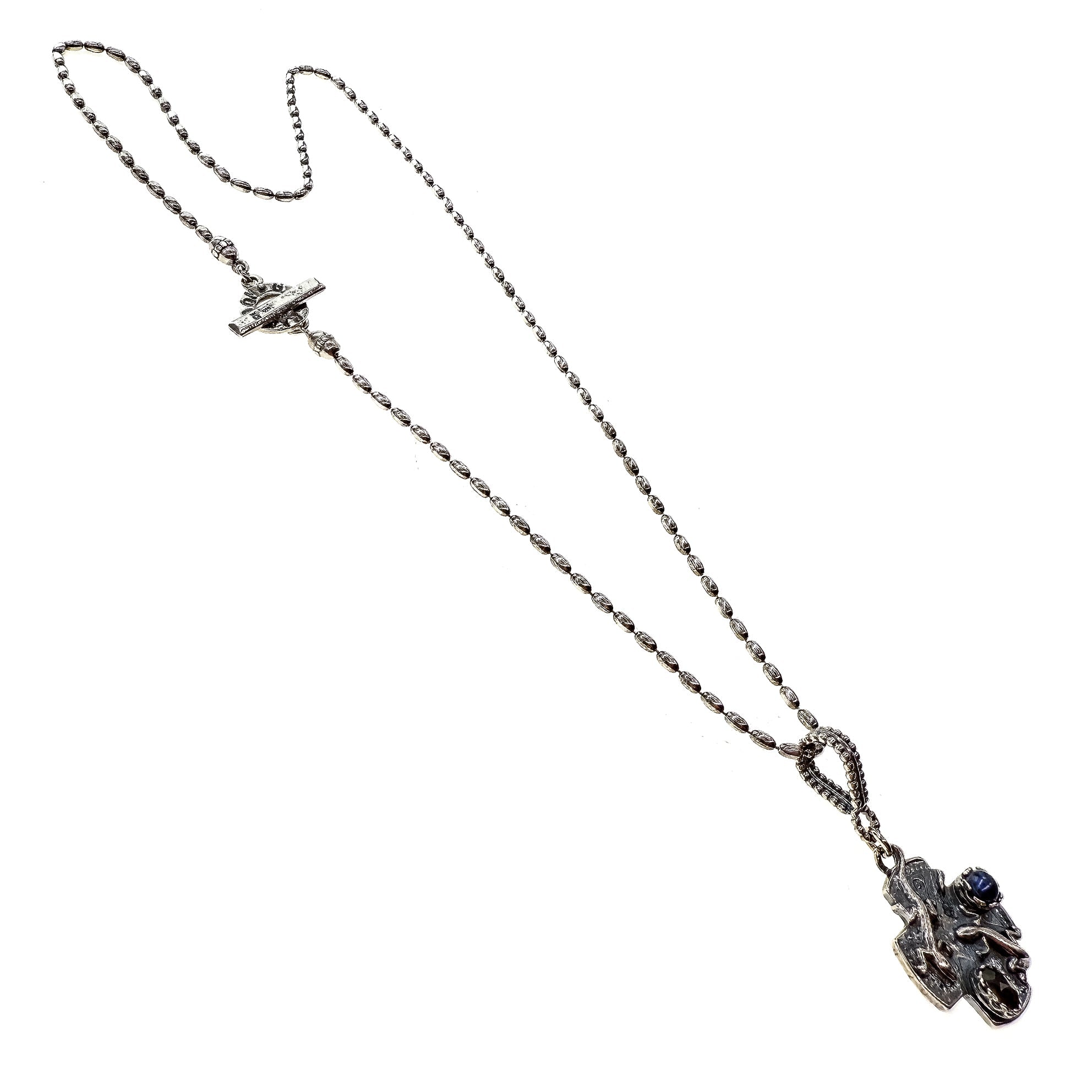 NK 25f06B Dark Lizard Cross Necklace