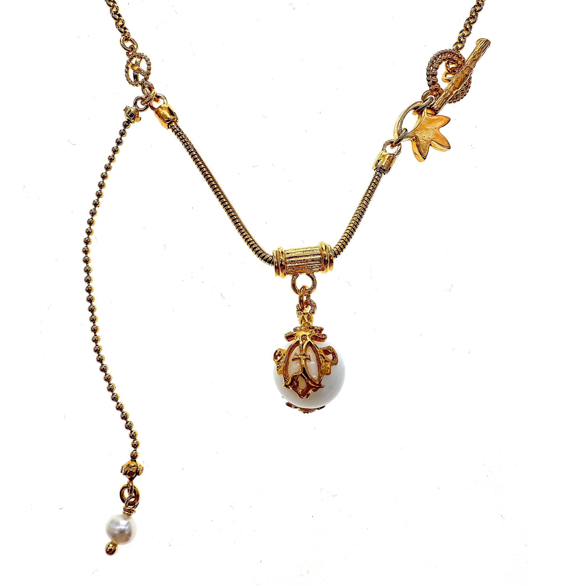 NK 25g35A white orb charm necklace
