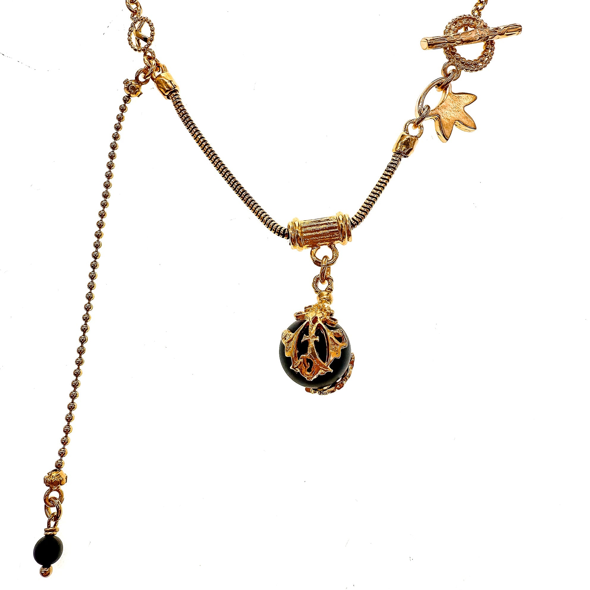 NK 25g35B black orb charm necklace