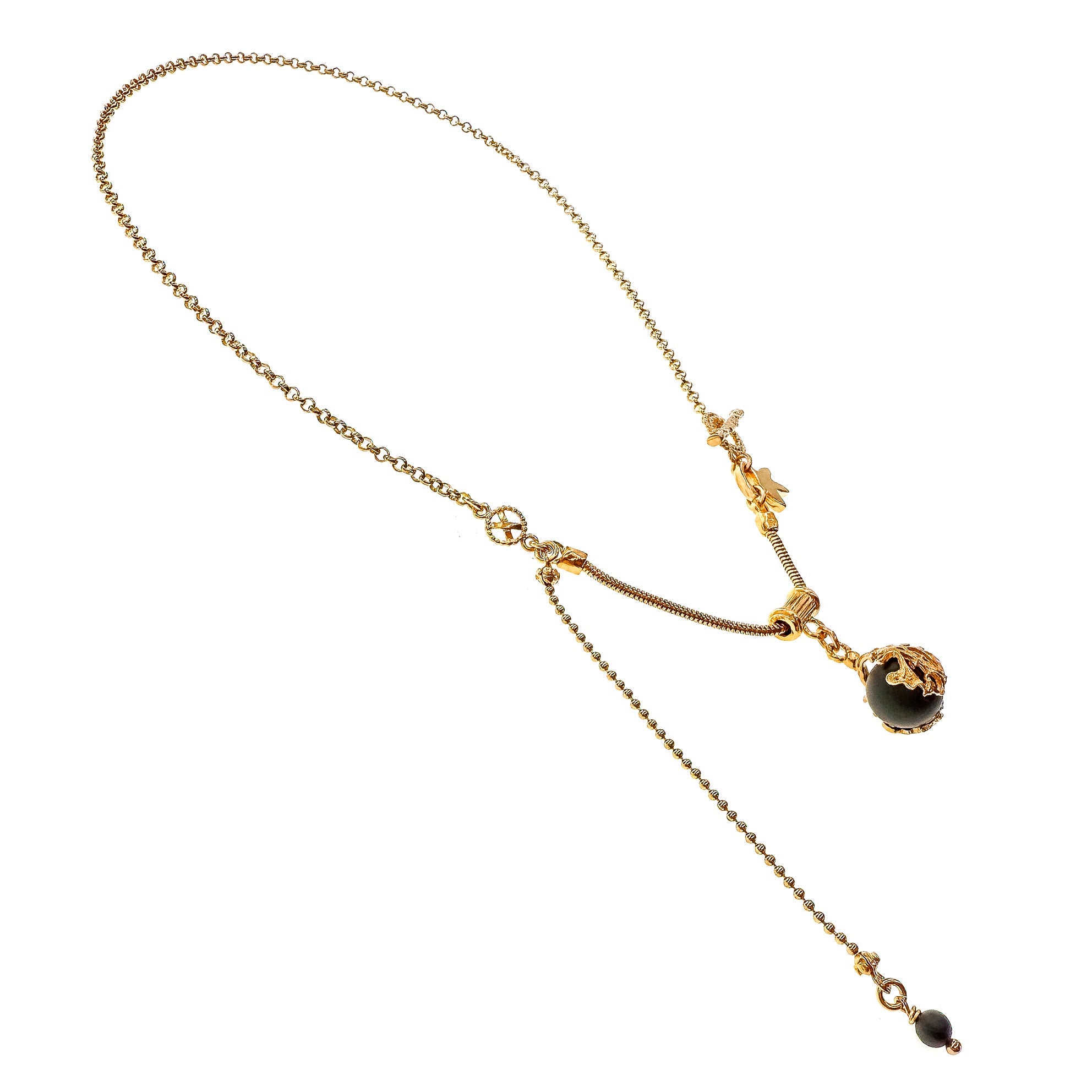 NK 25g35B black orb charm necklace