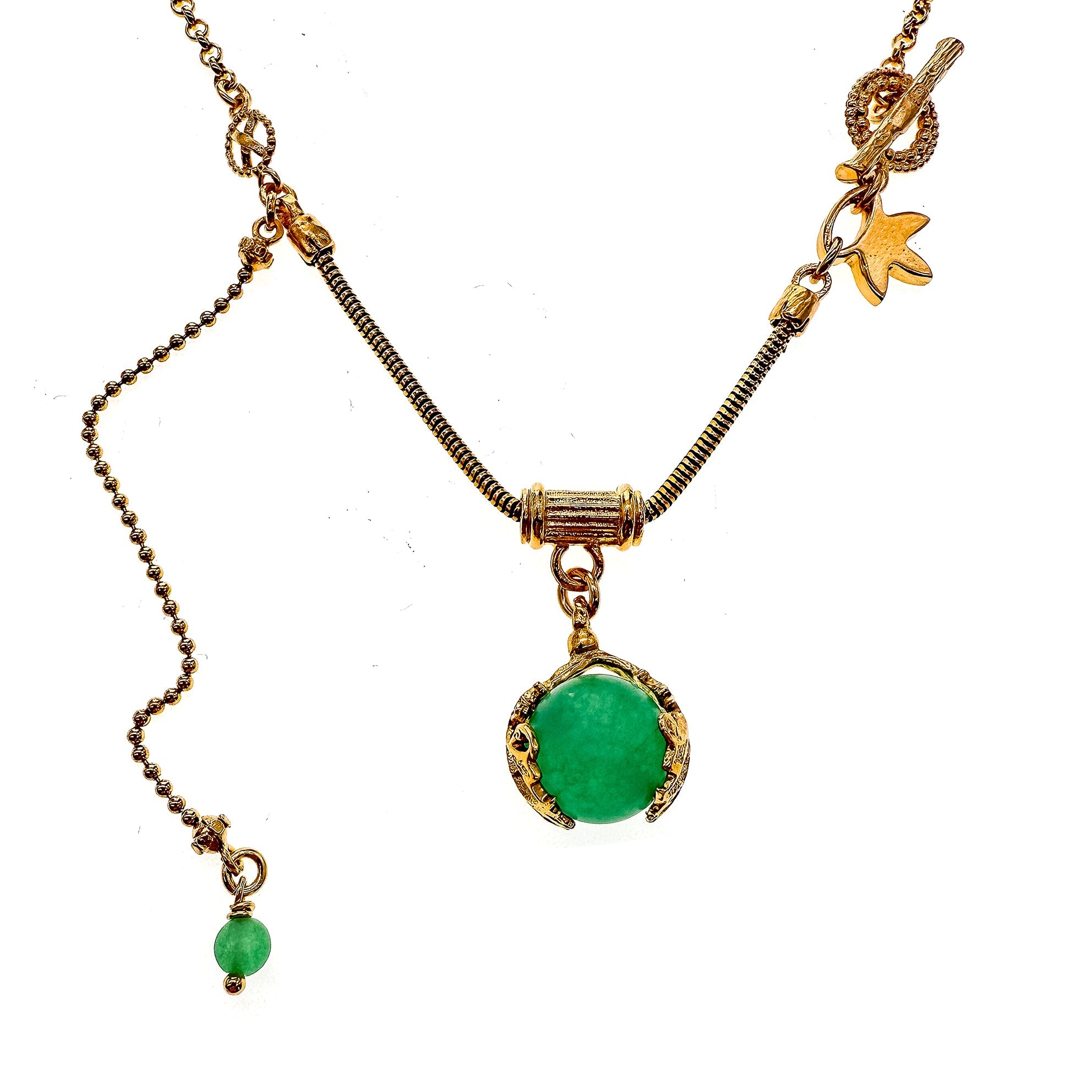 NK 25g35D green orb charm necklace