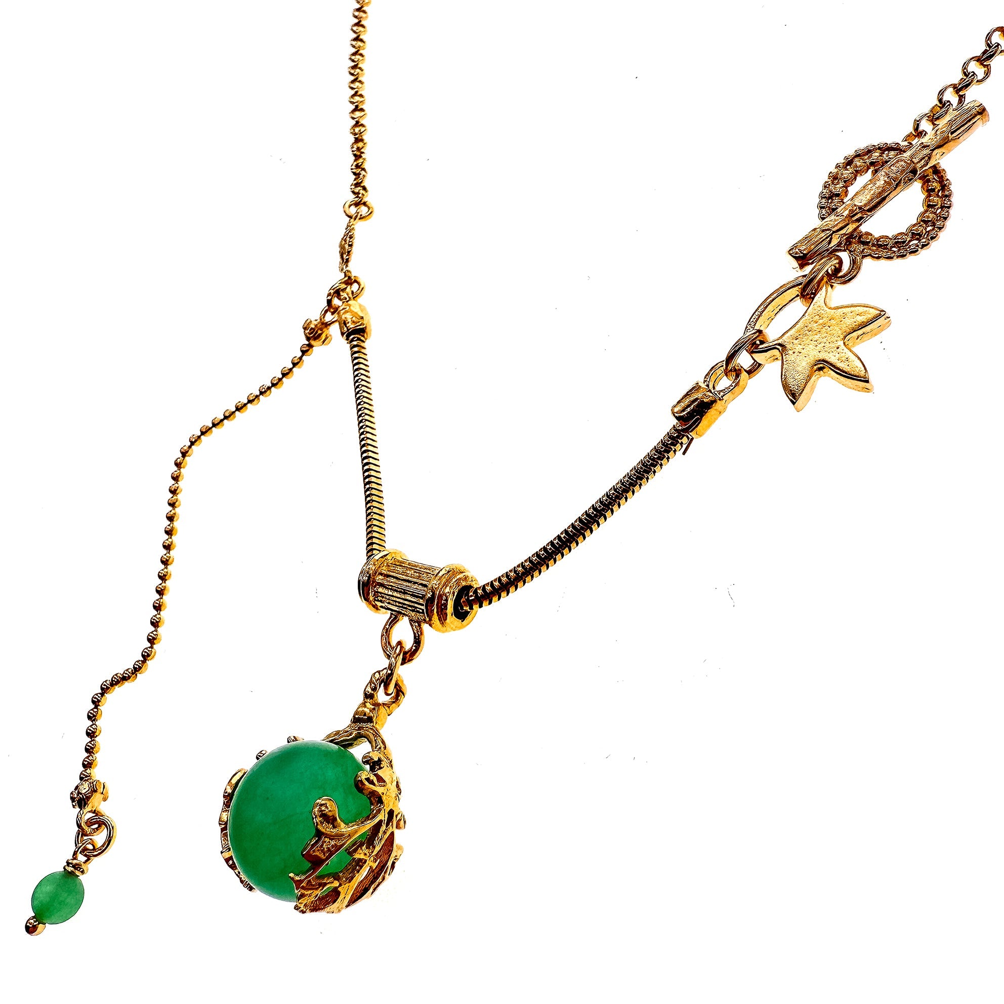 NK 25g35D green orb charm necklace