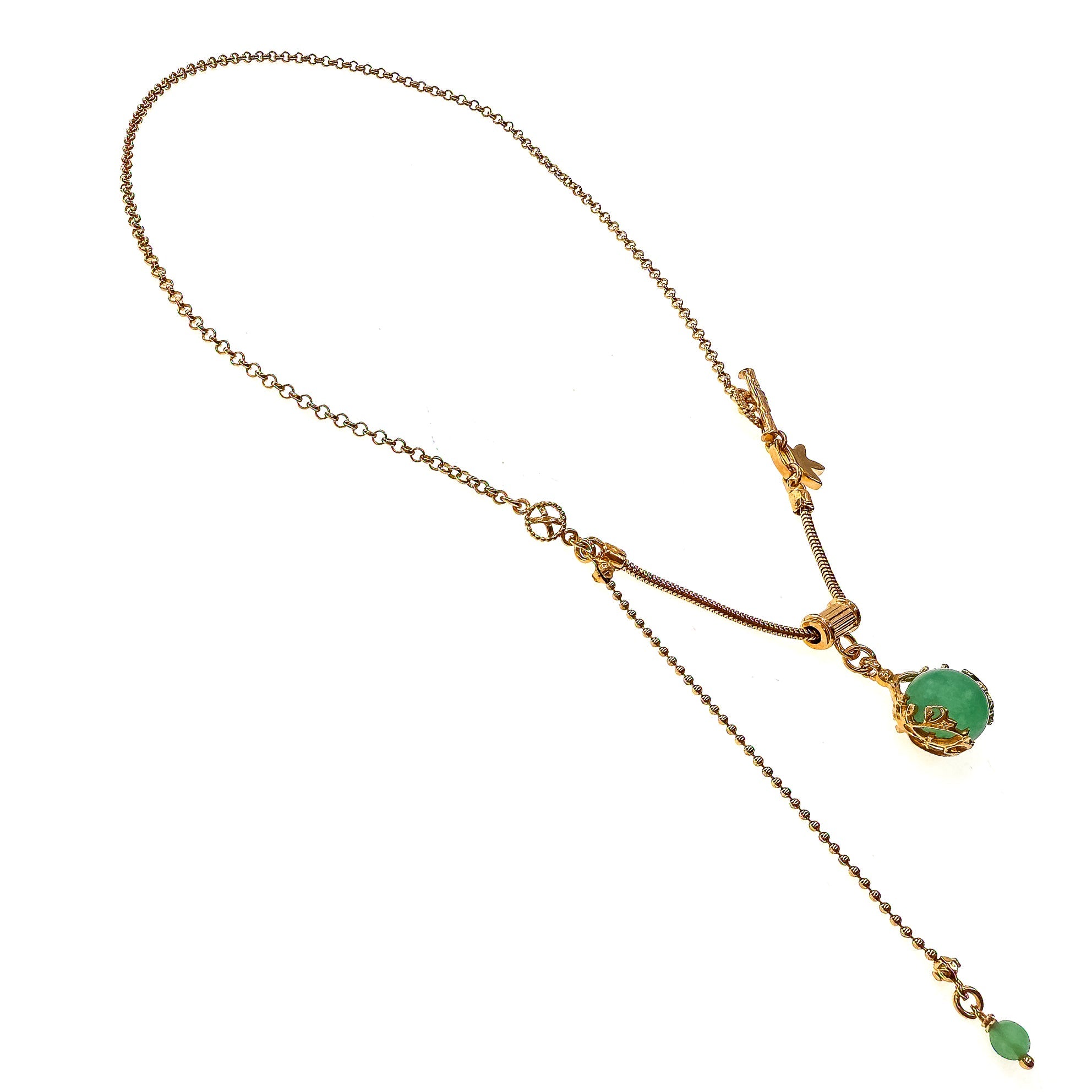 NK 25g35D green orb charm necklace