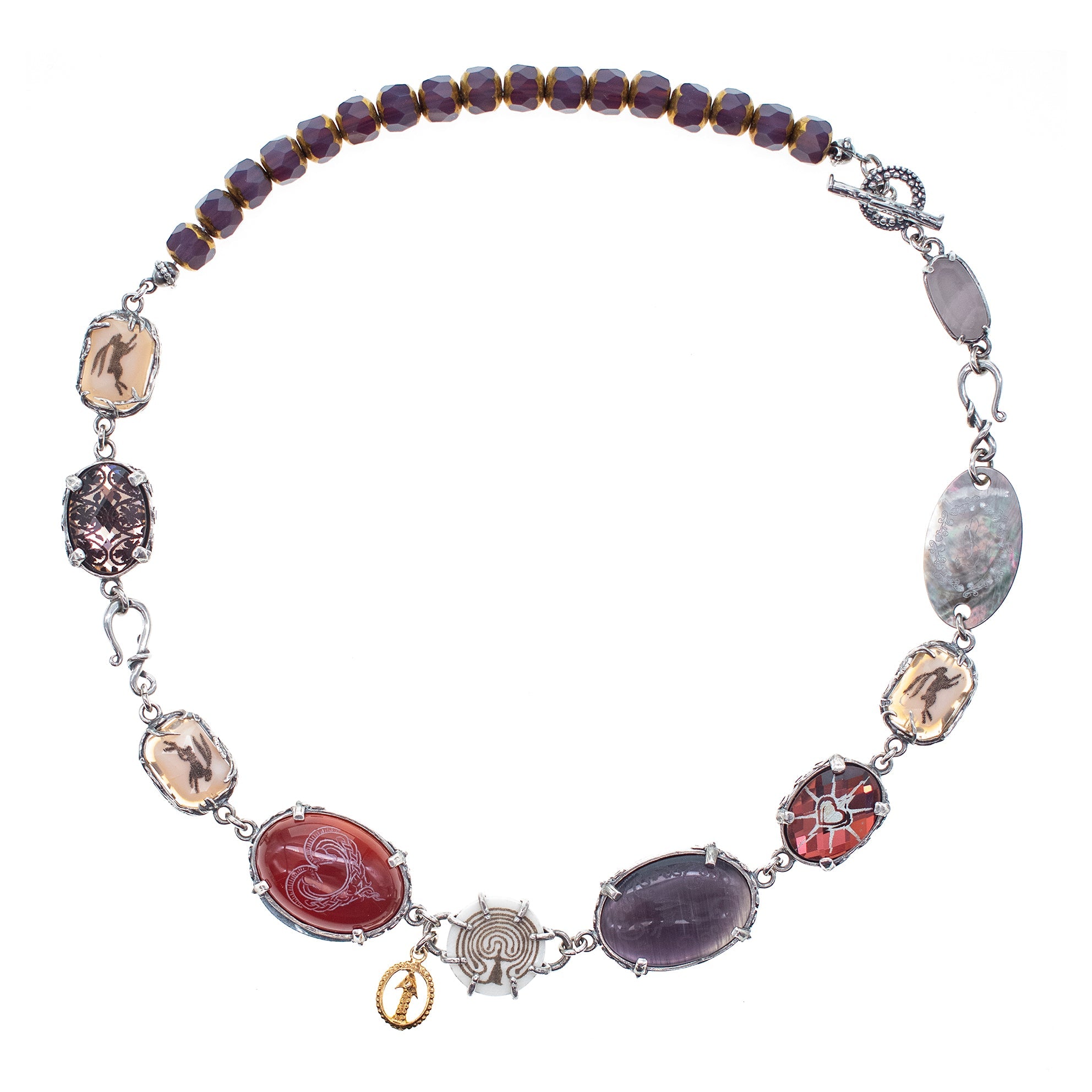 NK 26a01 Multi-Stone Intaglio Necklace