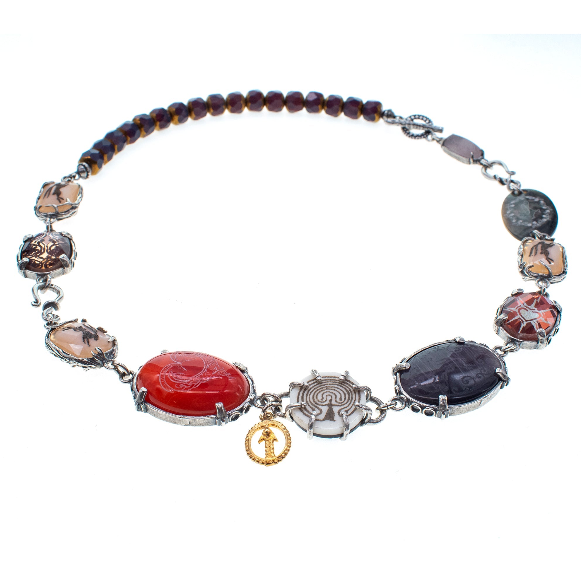 NK 26a01 Multi-Stone Intaglio Necklace