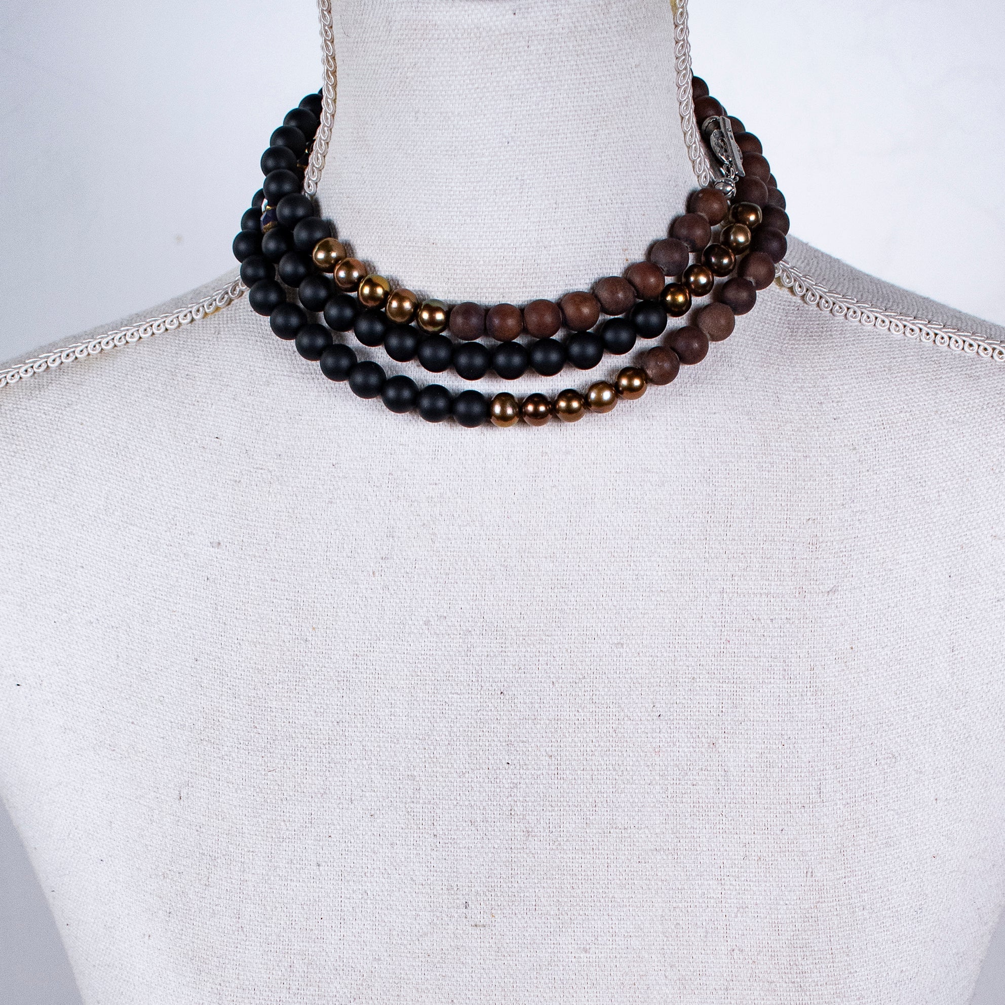 NK 26a10 Mashan Jade & Black Matte Onyx Extra Long Necklace