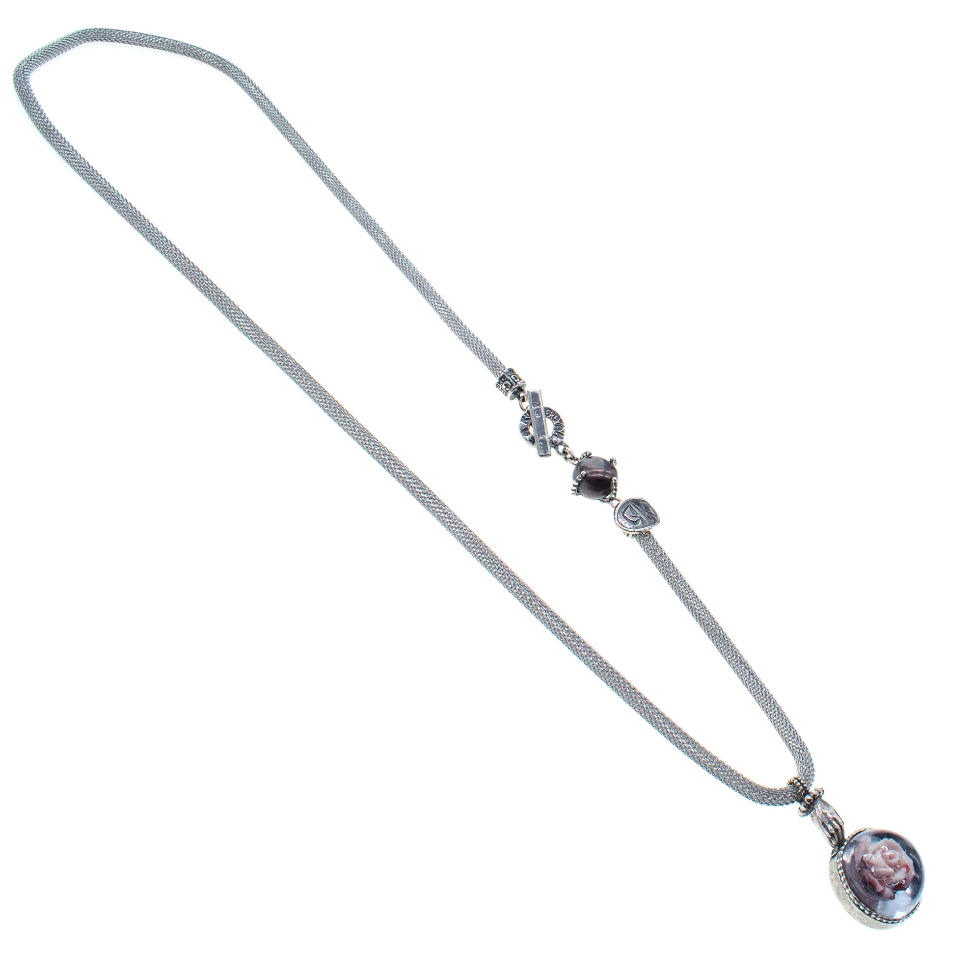 NK 26a16 Resin Rose Mesh Necklace