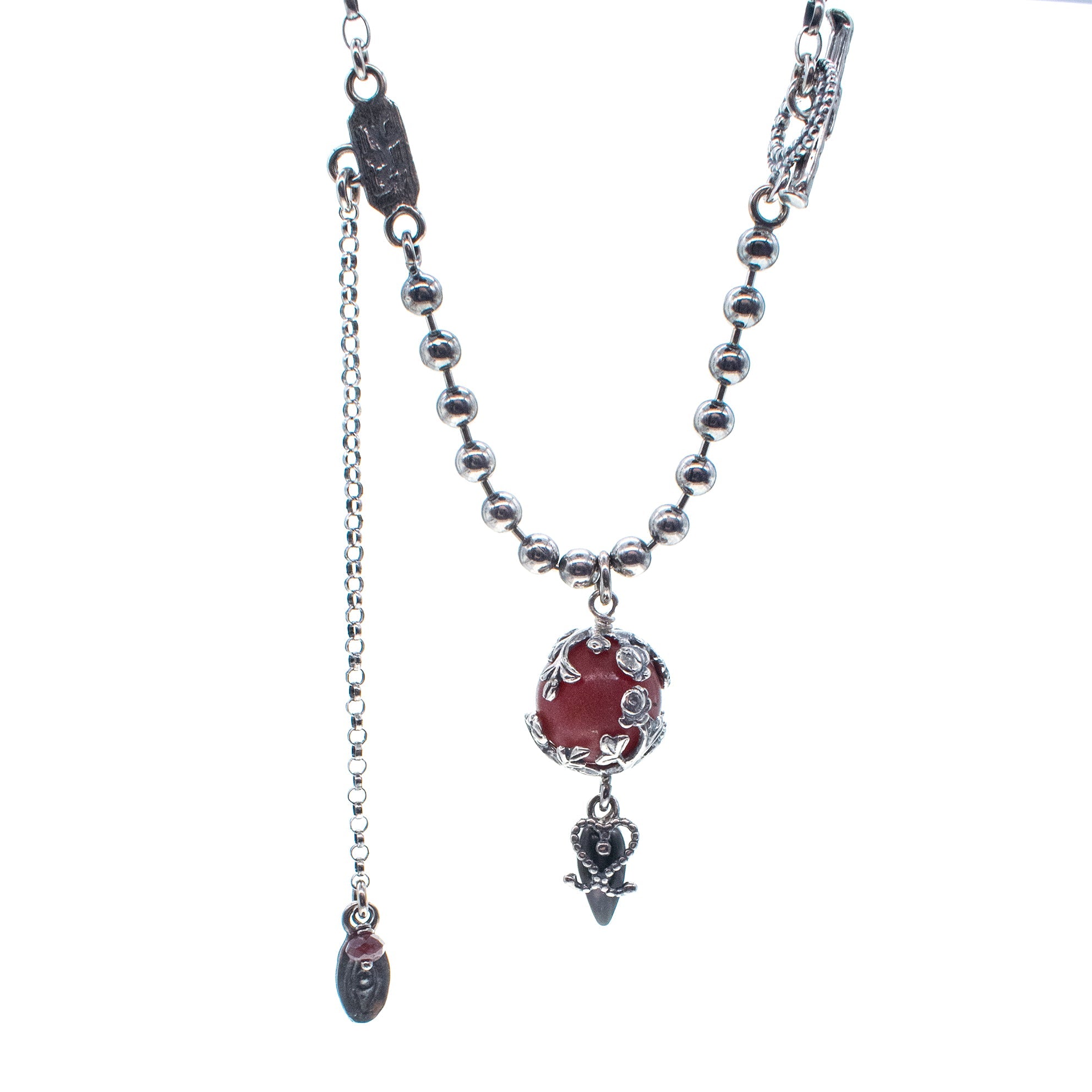 NK 26a22 Red Carnelian Pendant Necklace