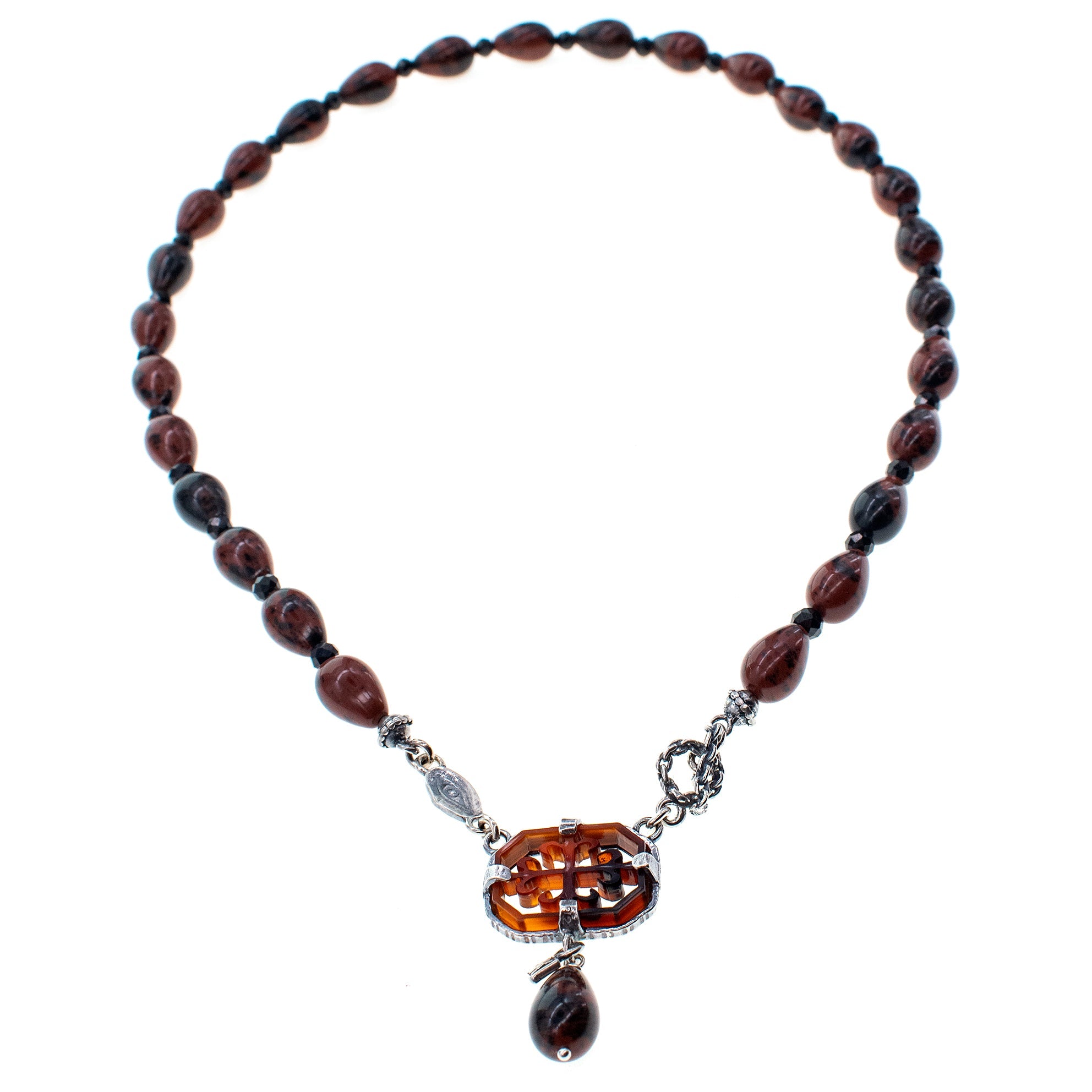 NK 26a24 Mahogany Obsidian Beaded Necklace