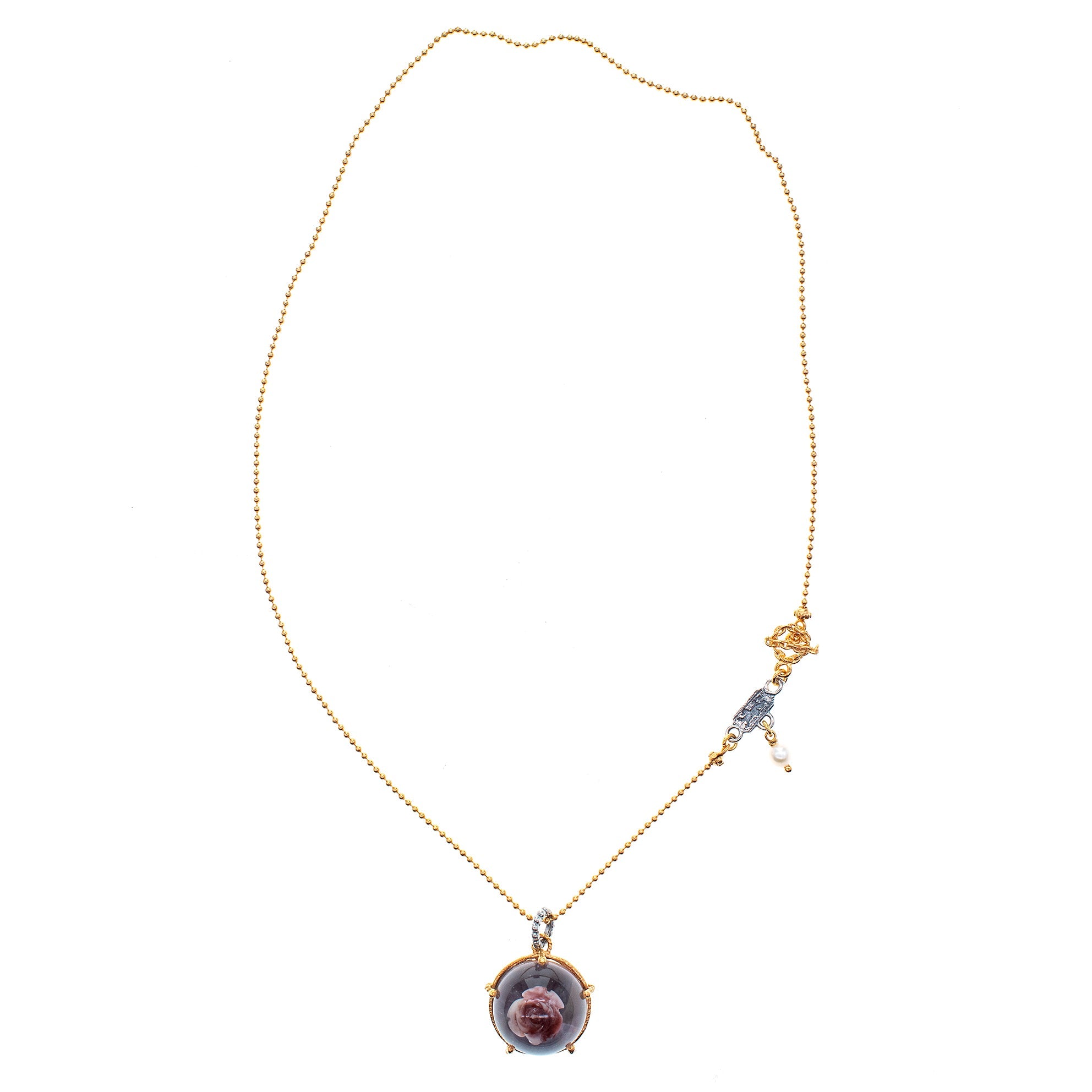 NK 26a26 Gold Necklace Captured Rose