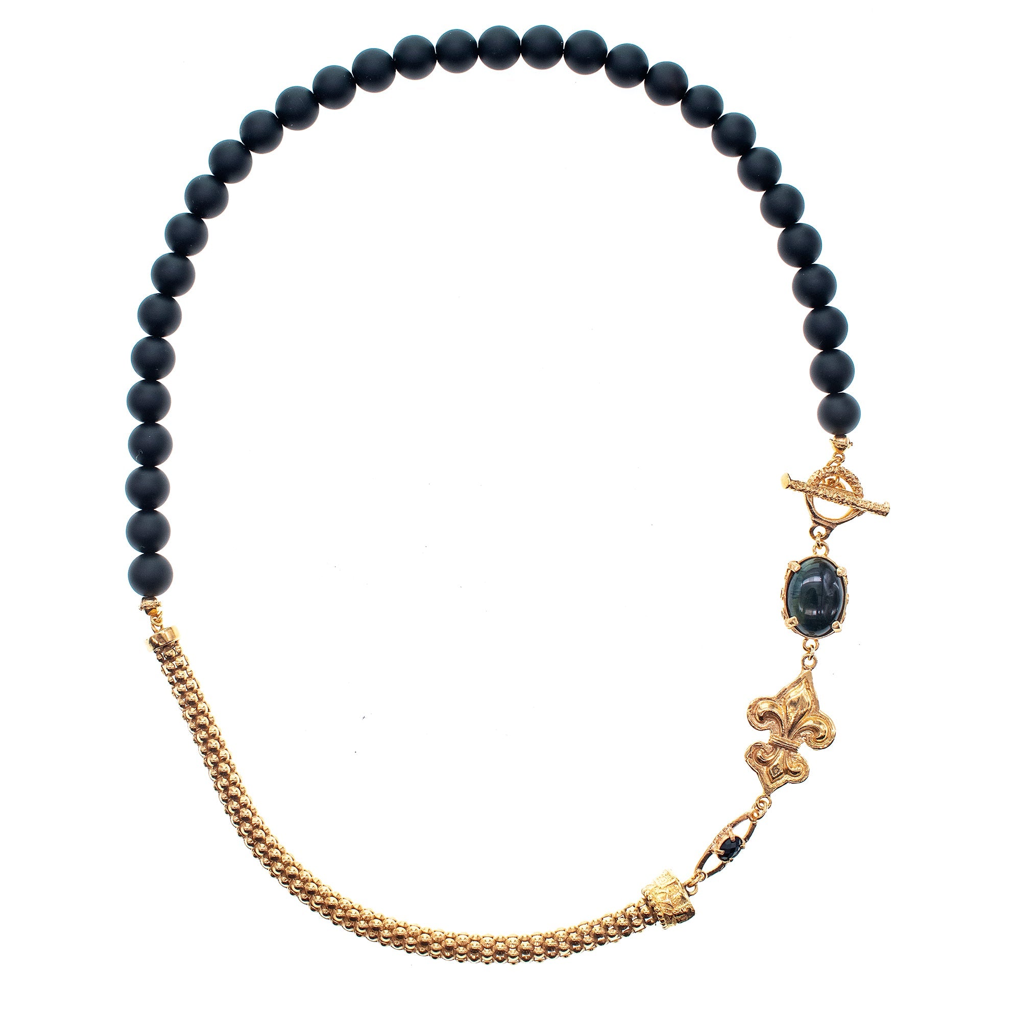 NK 26g03 Black Fleur-de-lis Necklace