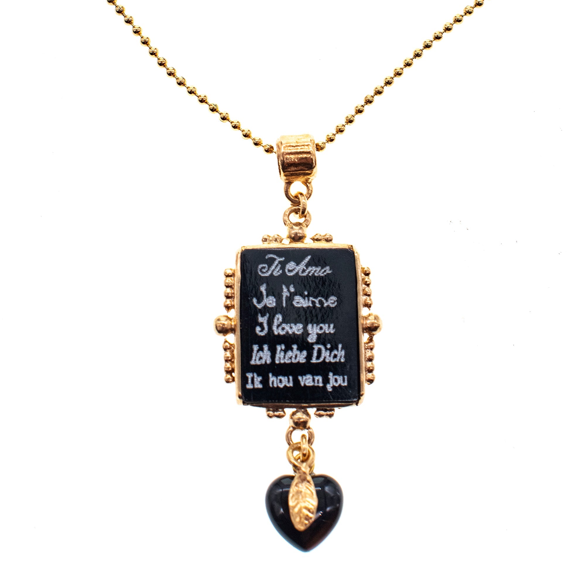 NK 26g16 black love letter necklace