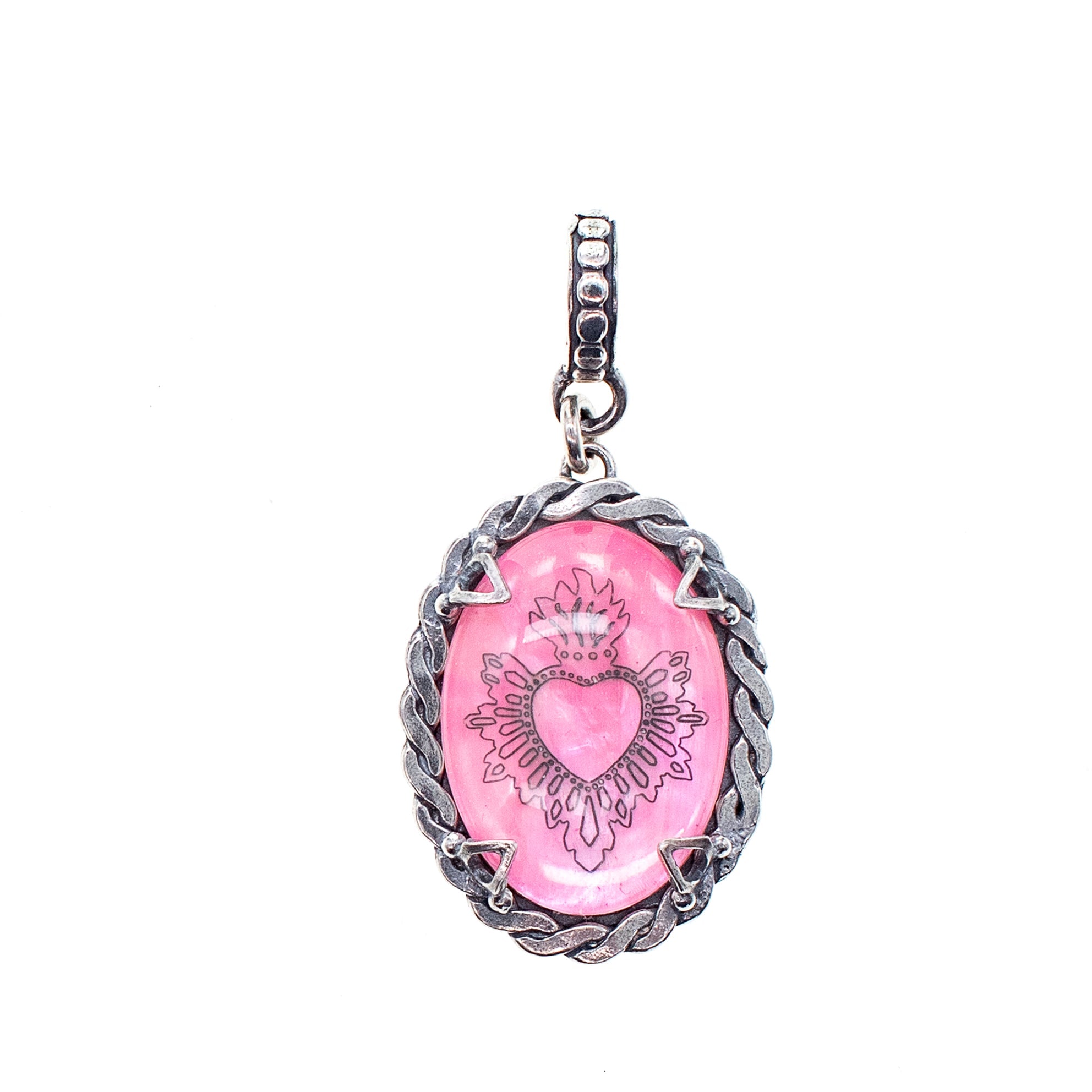 P 25e02A Pink Sacred Heart Pendant