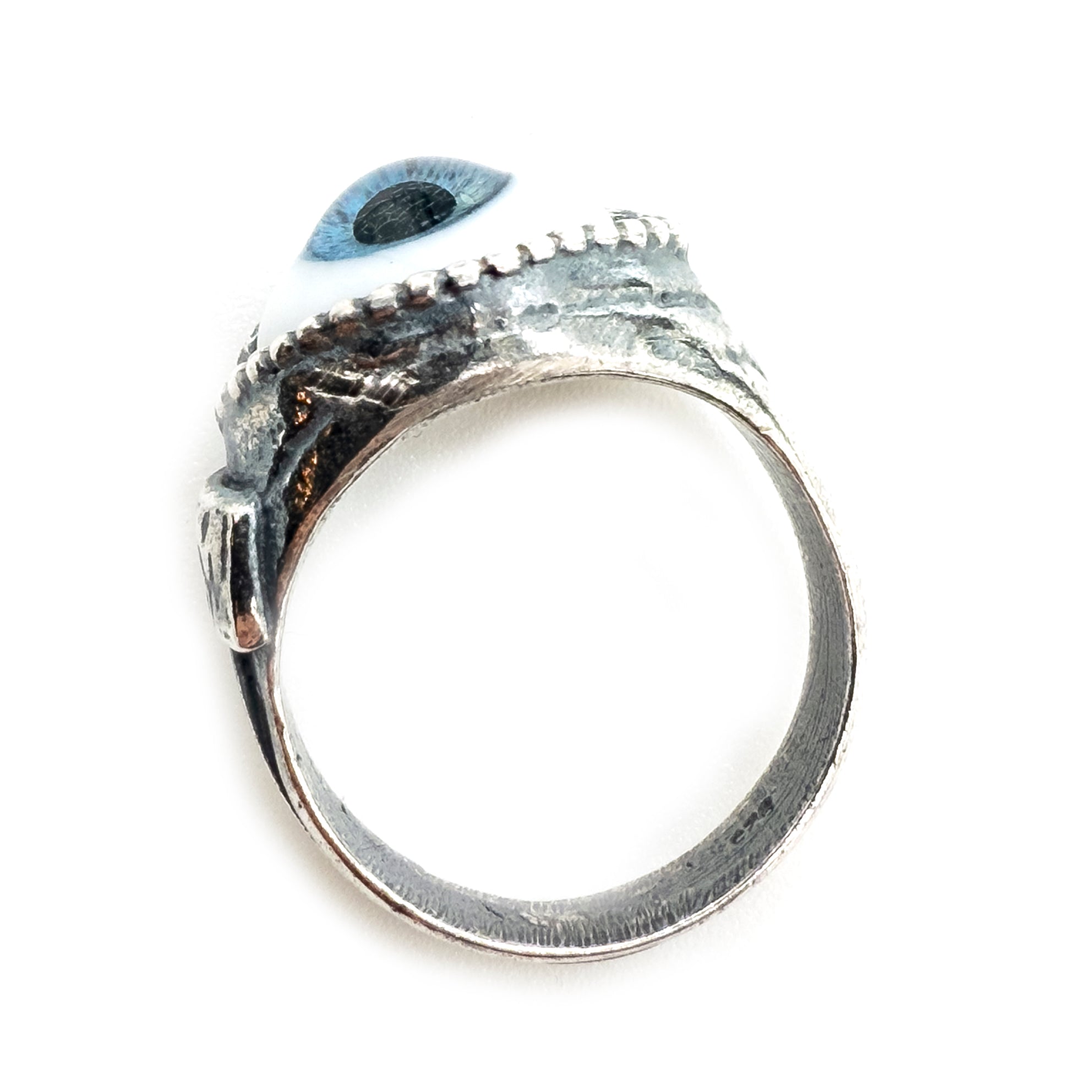 R25a07B small Blue Eye Love You ring