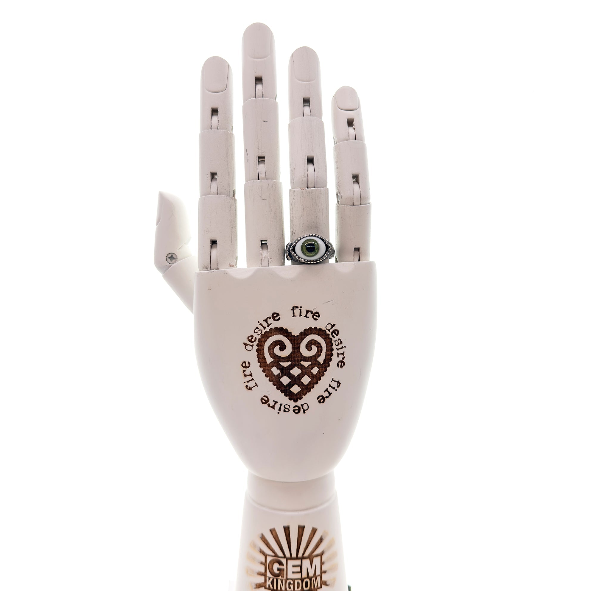 R25a07D small green Eye Love You ring