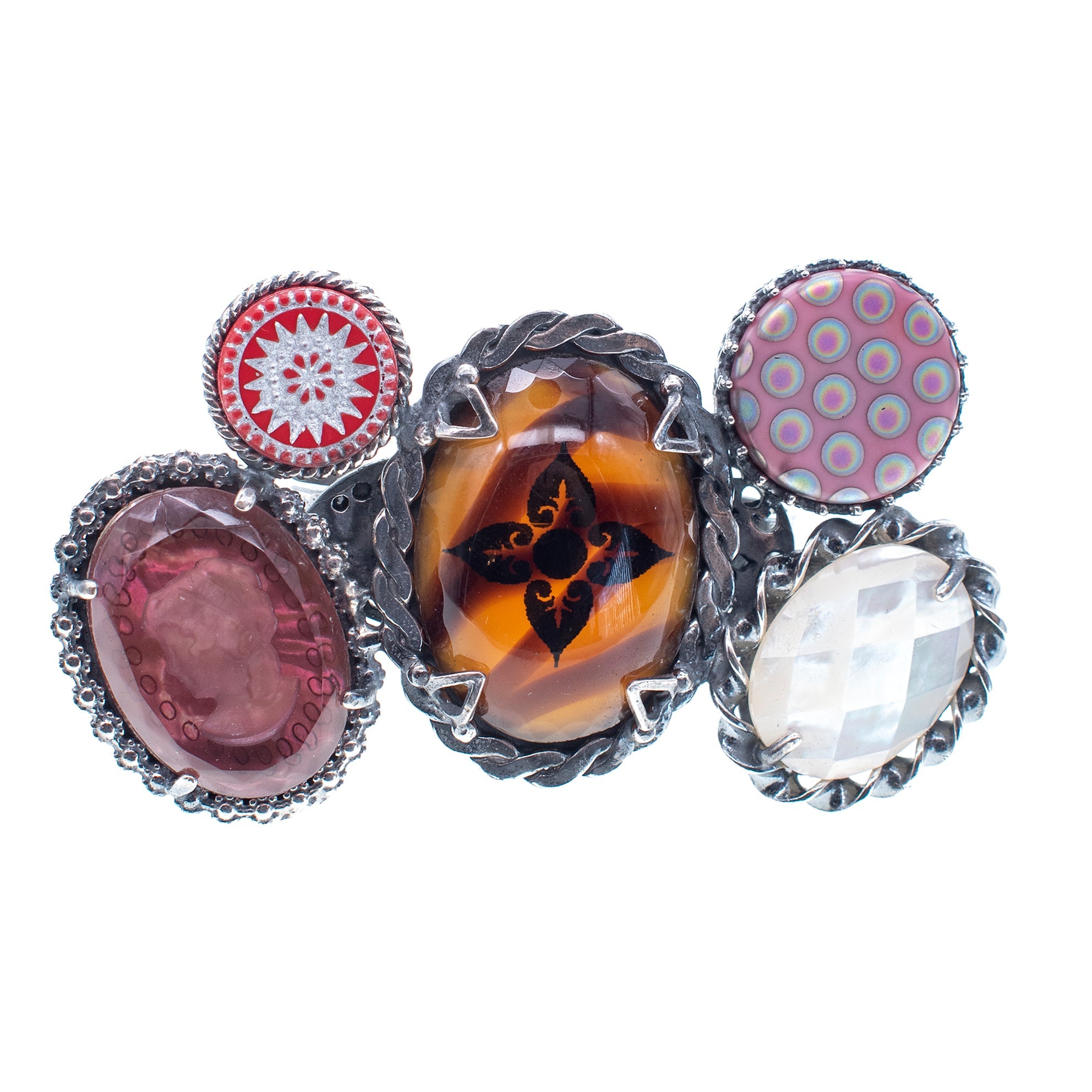 R 25e01 Multi Stone Cluster Ring